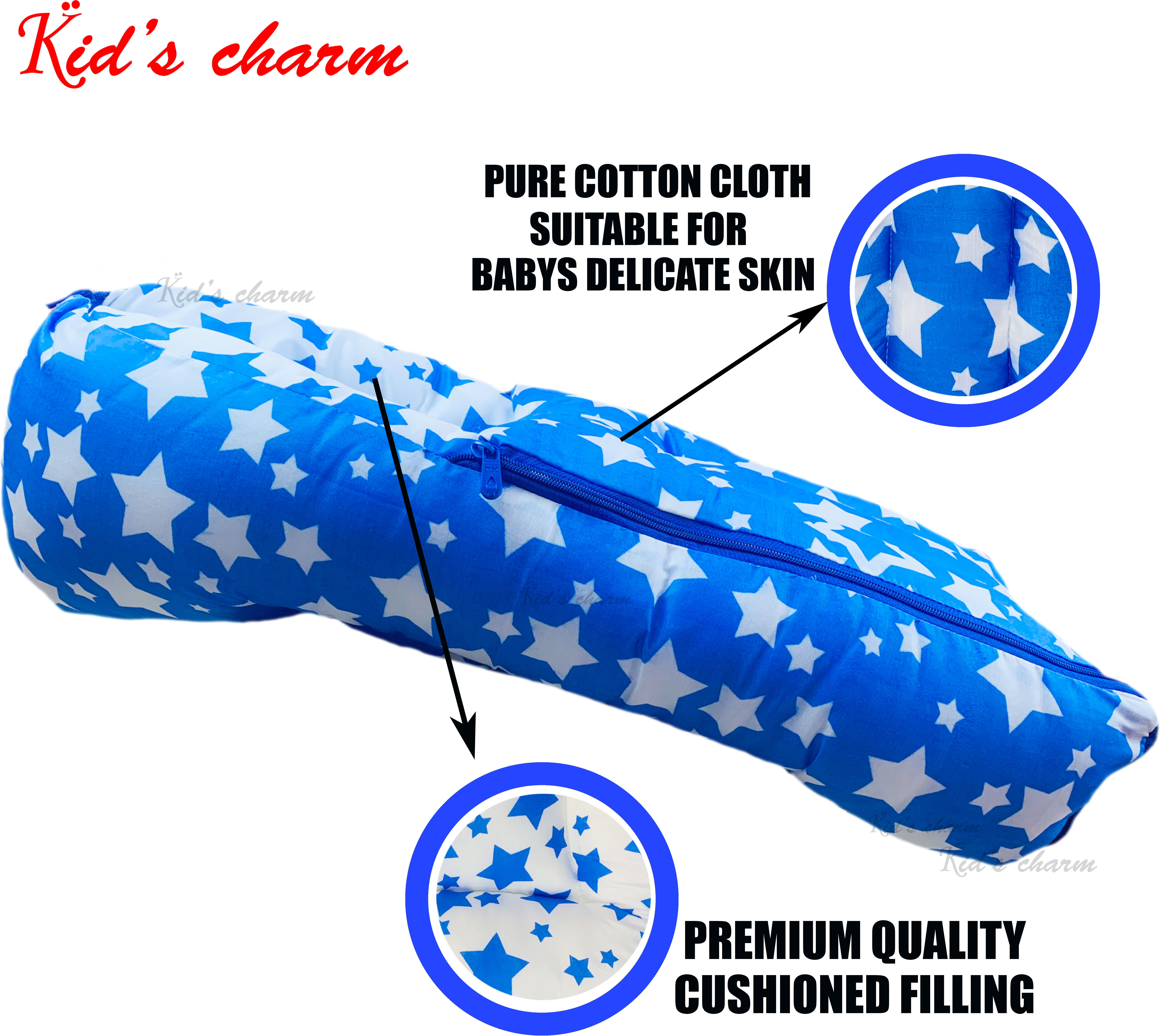 Star-Multi Mega 3 in 1 Baby's Cotton Bed for New Born 4-8 Months Old (Blue) Sleeping Bag-image-8
