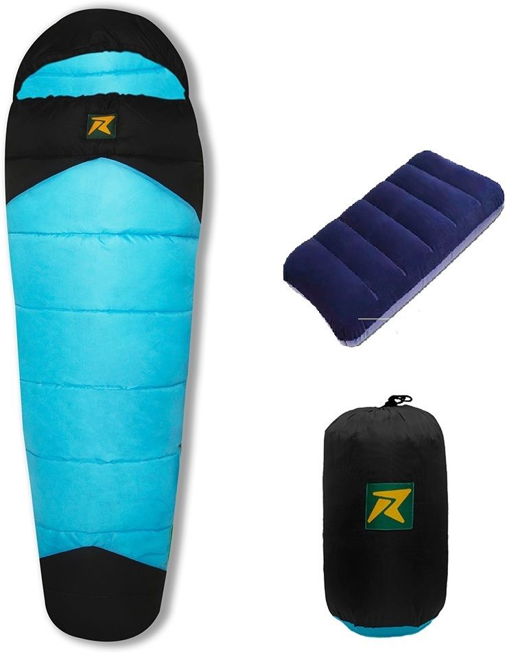 Camplite 10°C to 20°C Sleep Bag For Camping and Traveling (Black/Sky Blue,1kg) Sleeping Bag-image-30