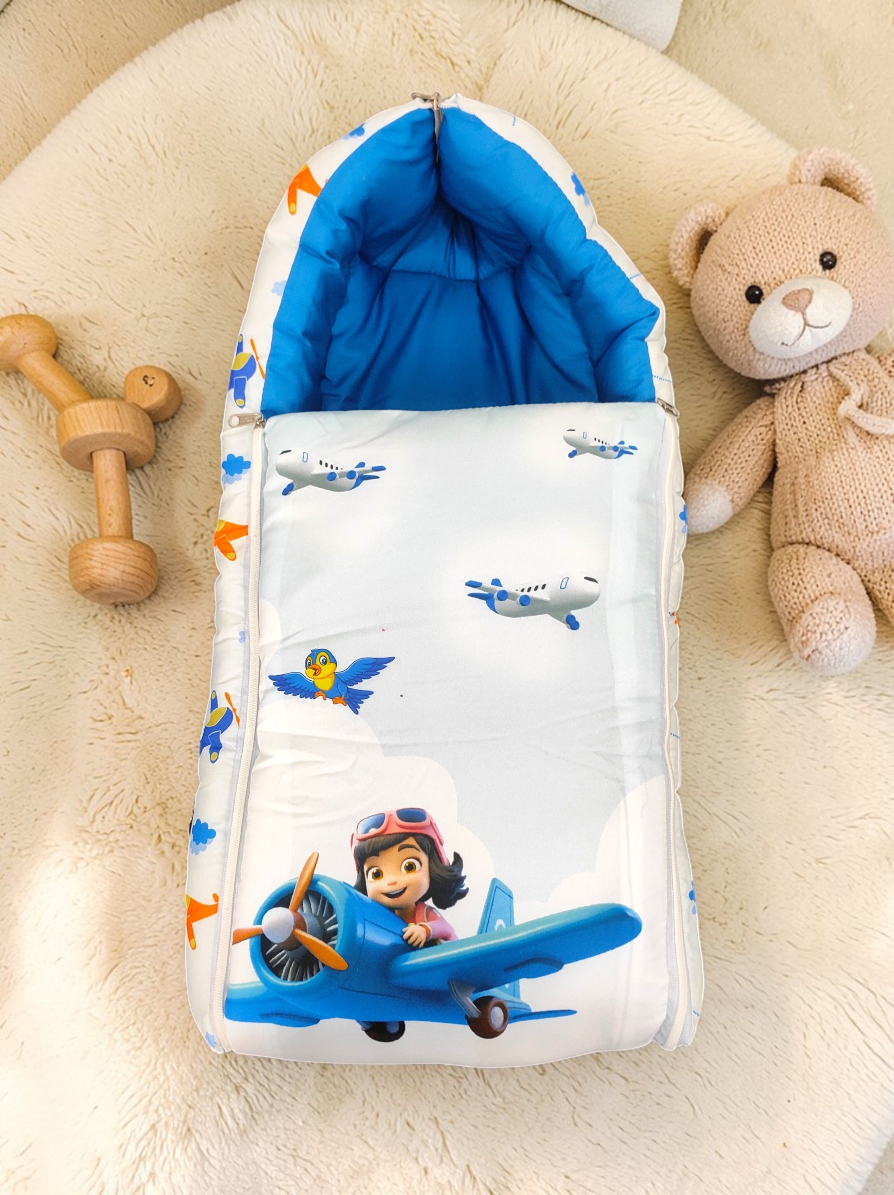 nazee Flight Printed Baby Sleeping Bag Cotton 3-in-1 Carry Nest - Mattress - Sleeping Bag-picture-29