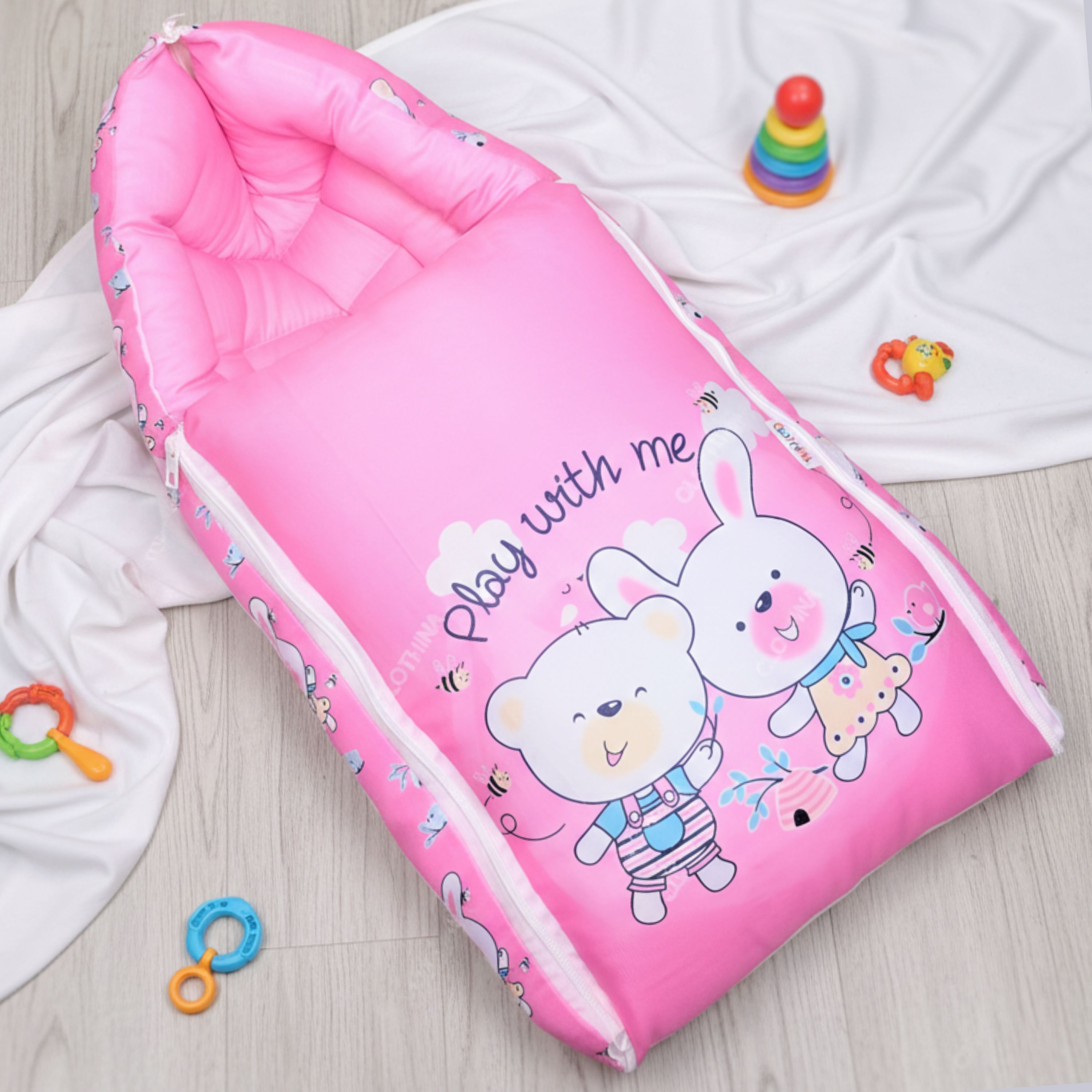 Baby Sleeping Bag 3in1 Cotton Comfortable For New Born Baby Carry Bag 0-12 Month Sleeping Bag-image-39