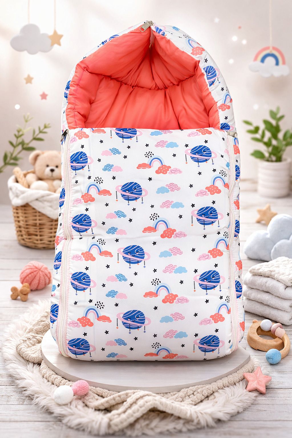 nazee Planets Printed Baby Sleeping Bag Cotton 3-in-1 Carry Nest - Mattress - Sleeping Bag-picture-14