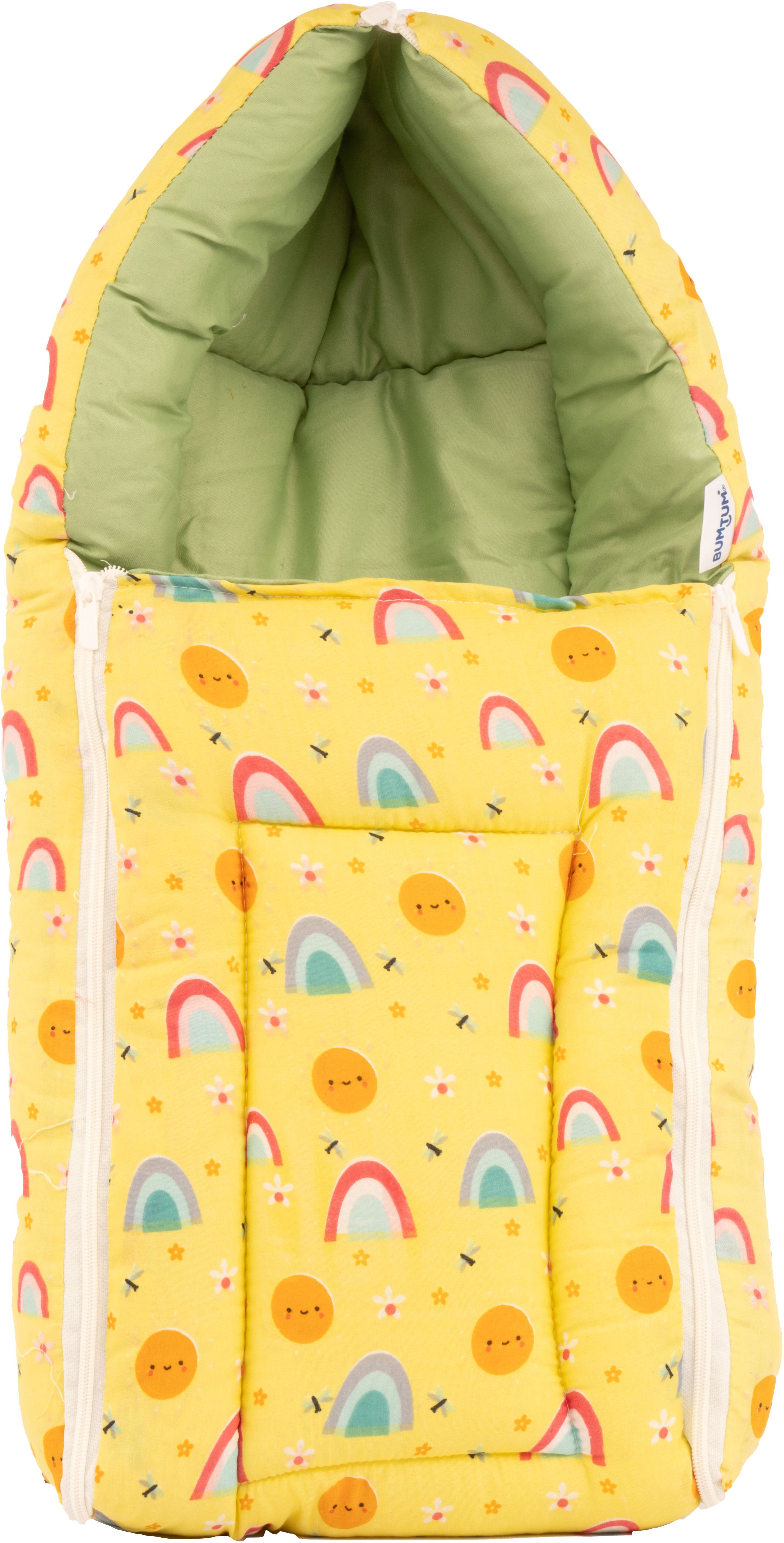 0-6 Months New Born Baby Cotton Carry Bag, 3 in 1 Baby Bed, Sun(Lemon) Sleeping Bag
