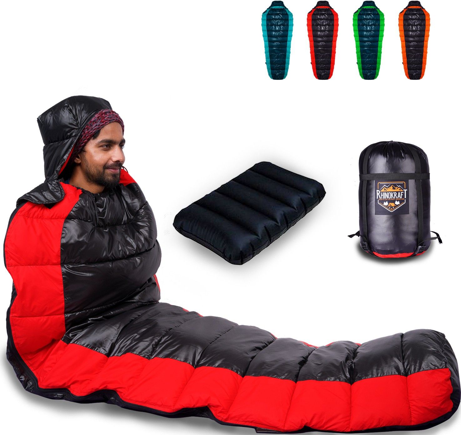 Premium Quality Light Weight Nylon 1.2 Kg , 8 to 20 Degree Celsius with Pillow Sleeping Bag