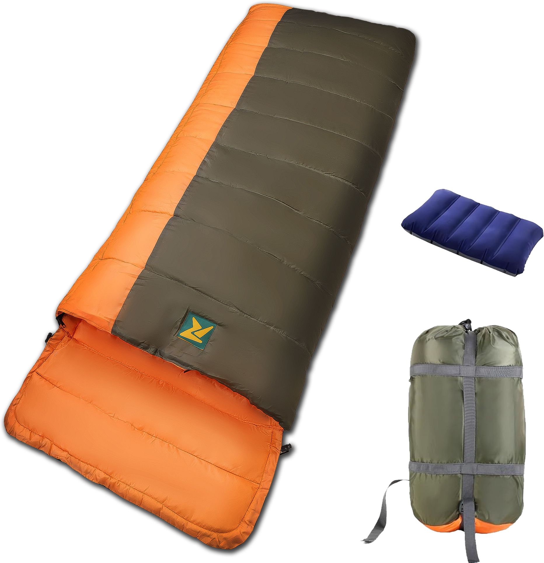 Camplite Indoor & Outdoor Temp 8°C to 20°C, 1.1Kg (Orange & Army Green) Sleeping Bag