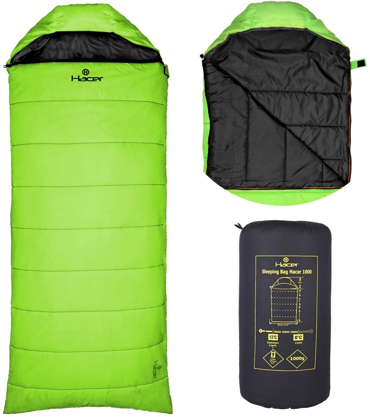 hacer Winter 210T Polyester Lining Hiking Trekking Bags for Adults(7ft,8°C to +12°C) Sleeping Bag-picture-26