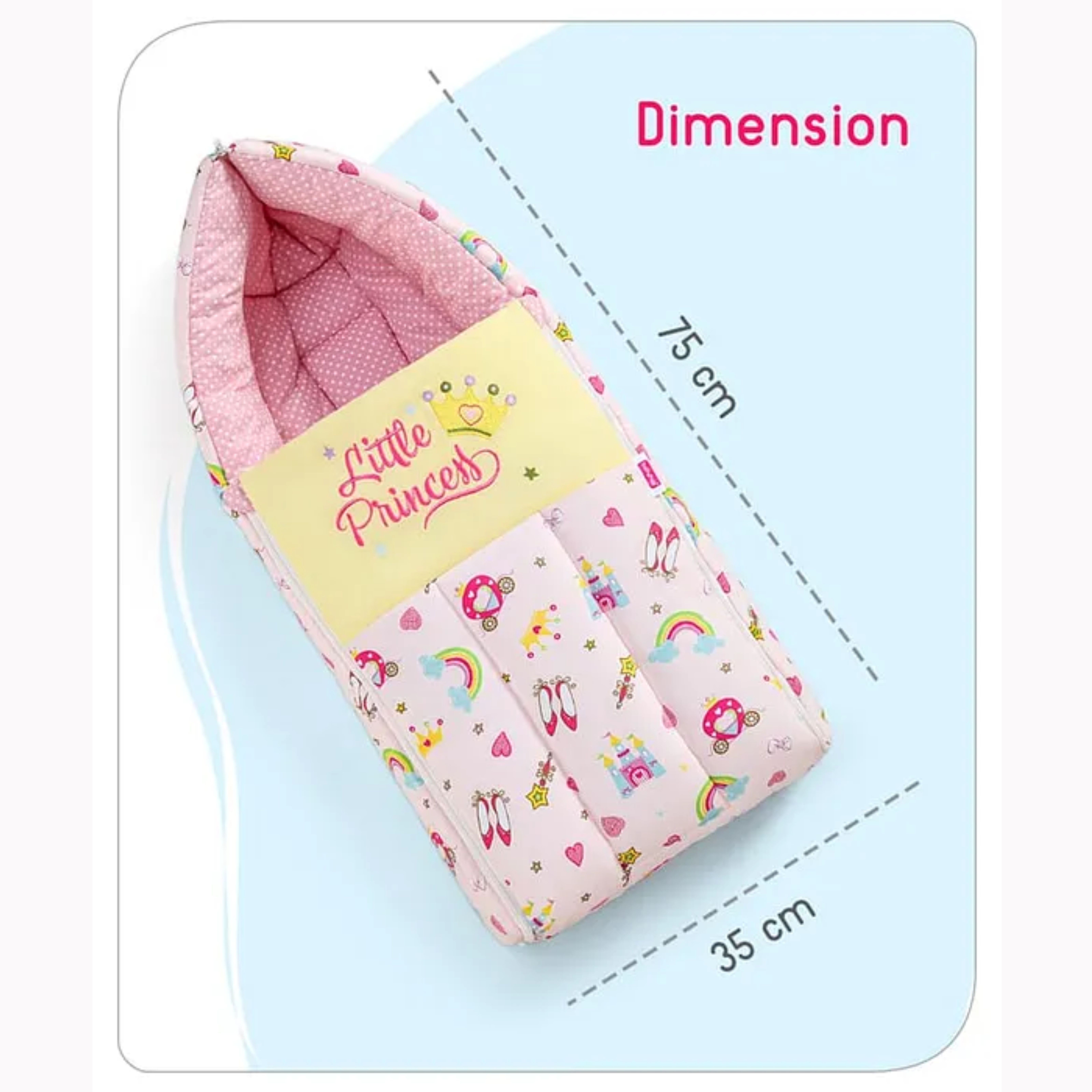 3 in 1 Baby Sleeping Bag and Carry Nest,Cotton for new born baby(BABY PRINCESS) Sleeping Bag-image-1