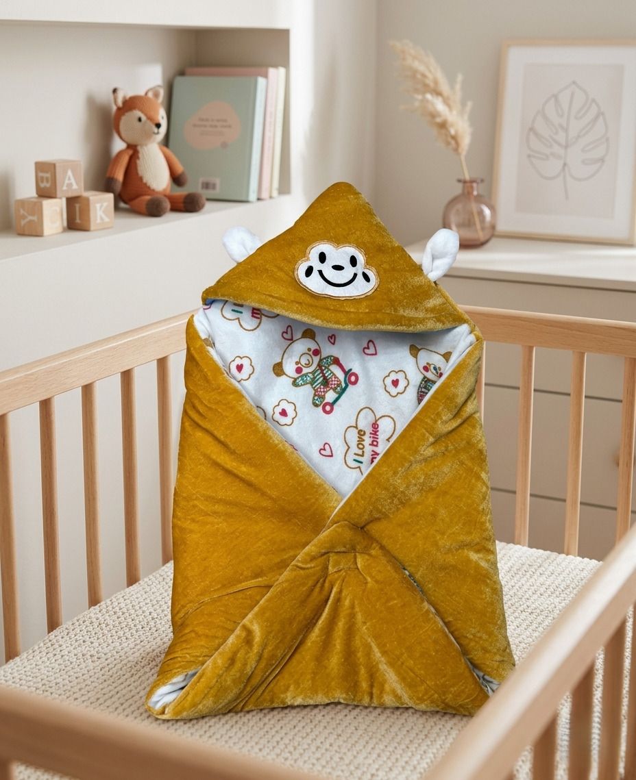 olene Hooded Wrapper Baby Blanket Velvet Supper Soft & Easy to Carry For Infants Sleeping Bag-picture-45