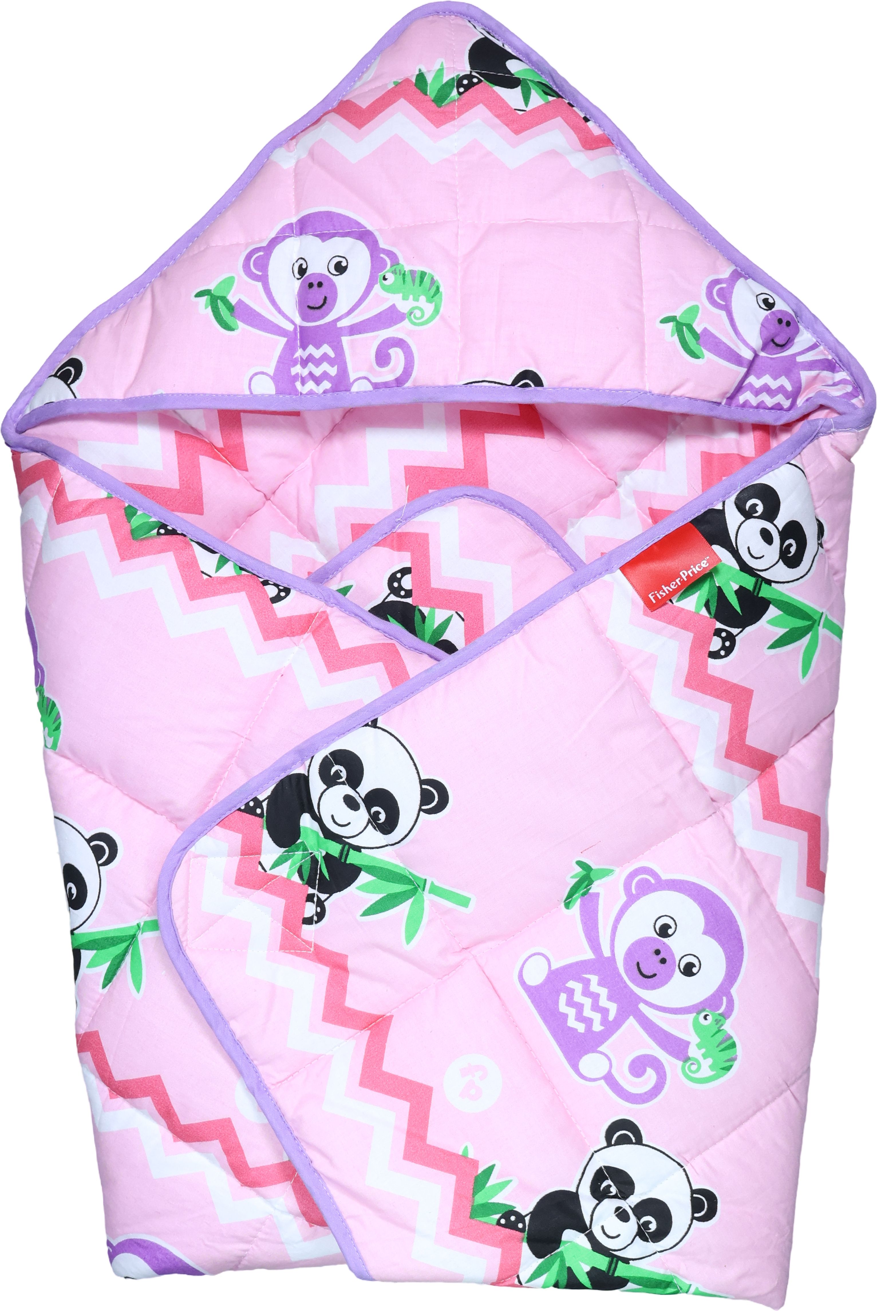 fisher-price Pink & Purple 100% Cotton Hooded Wrapper Cum Swaddle Sleeping Bag-picture-7