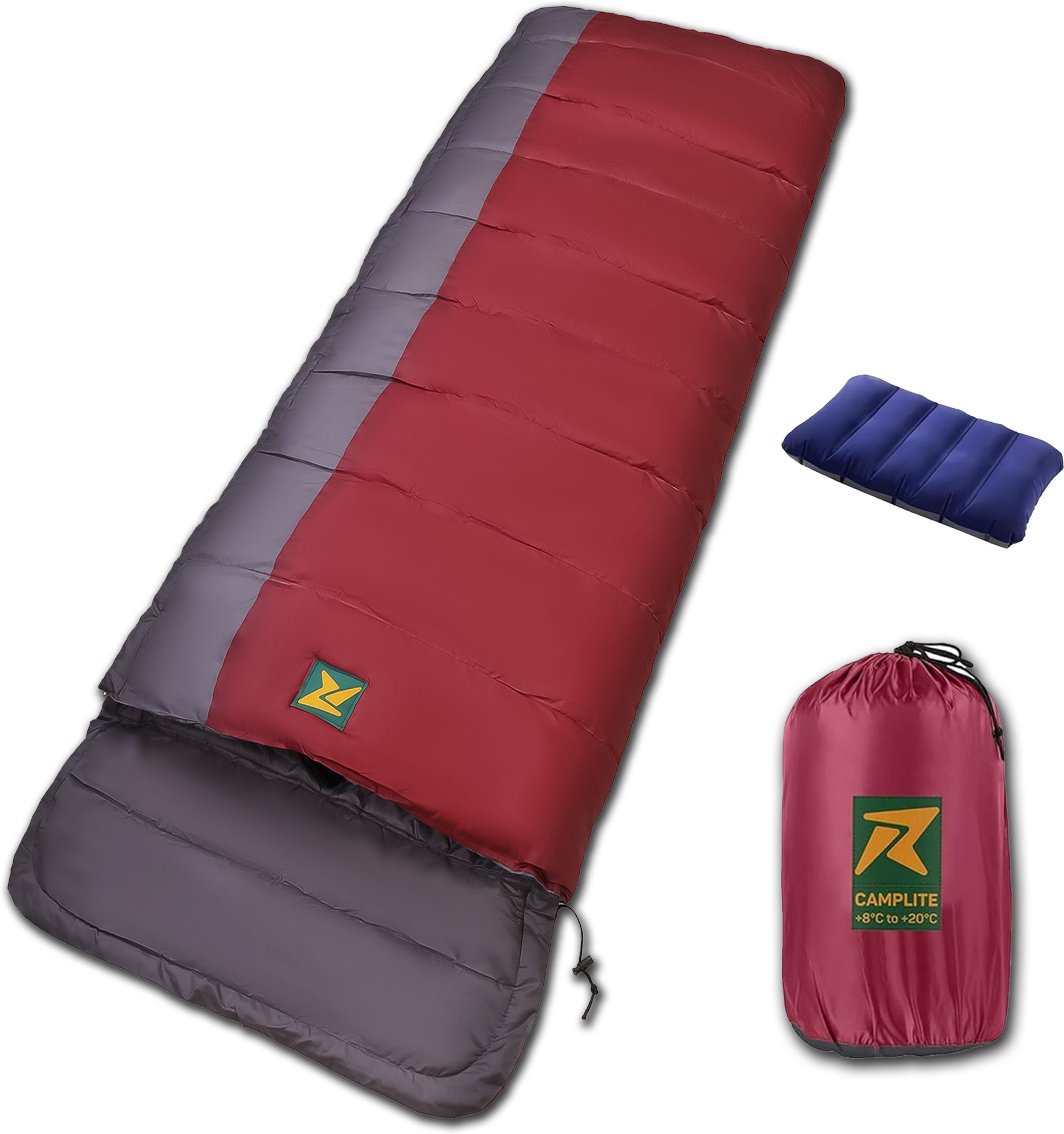 Camplite Indoor & Outdoor Temp 8°C to 20°C, 1.1Kg (Grey & Maroon) Sleeping Bag
