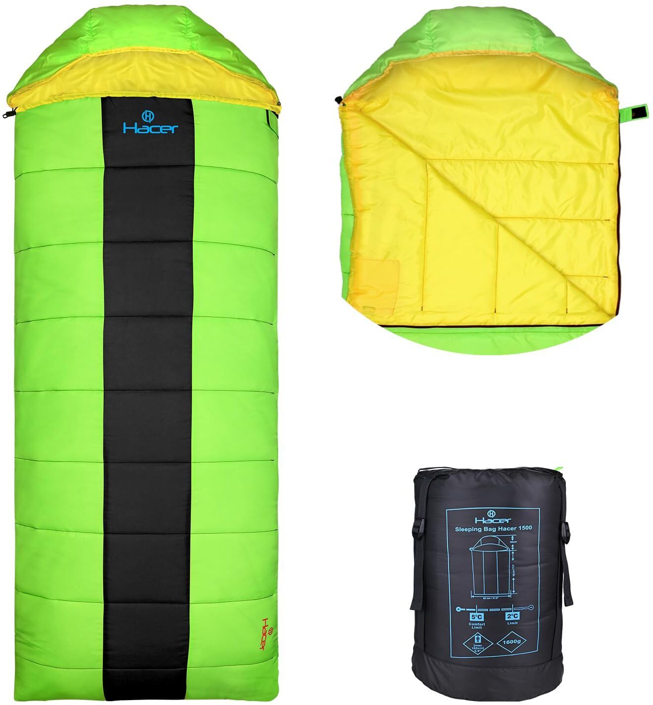 hacer HC-1500 3in1 Camping Sleeping Bag Open Comforter & Mattress +2 Degree for Adults Sleeping Bag-picture-29