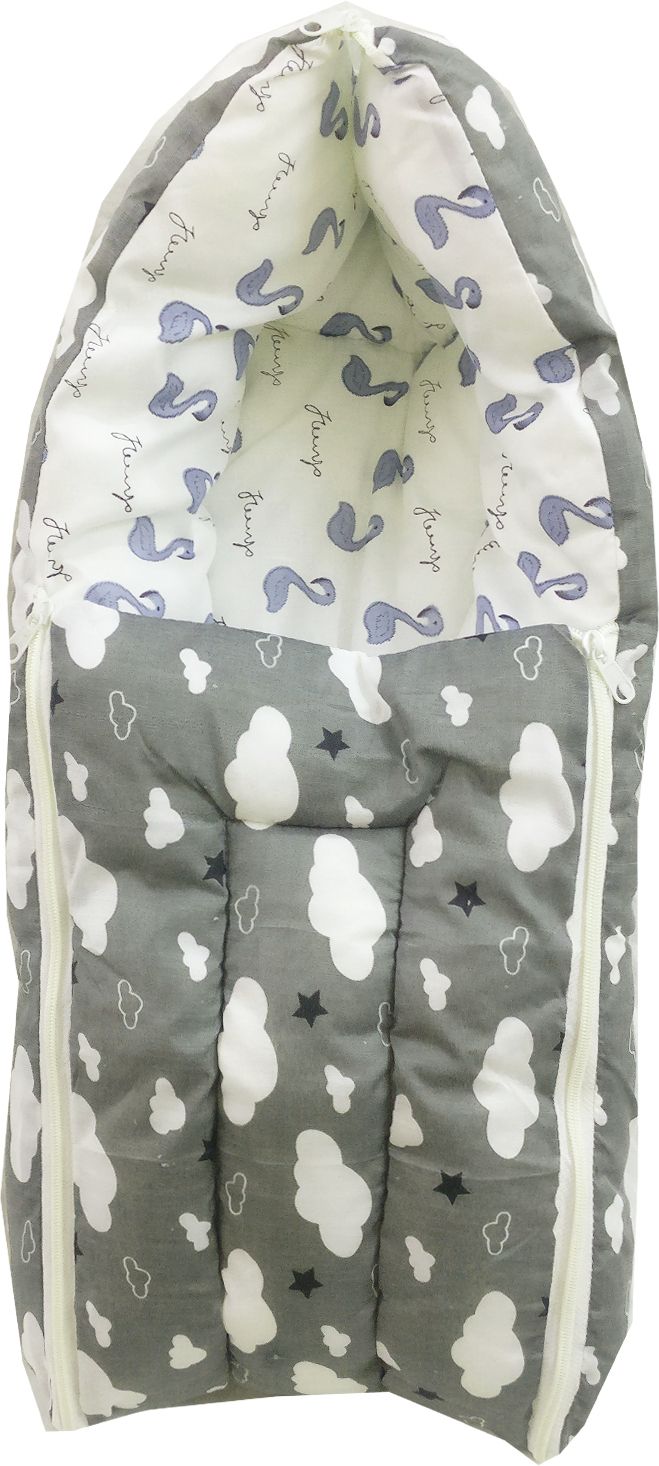 printed zipper 3 in 1 Baby's Cotton Bed Carry Bed 0-3 Months sleeping bag( Grey) Sleeping Bag