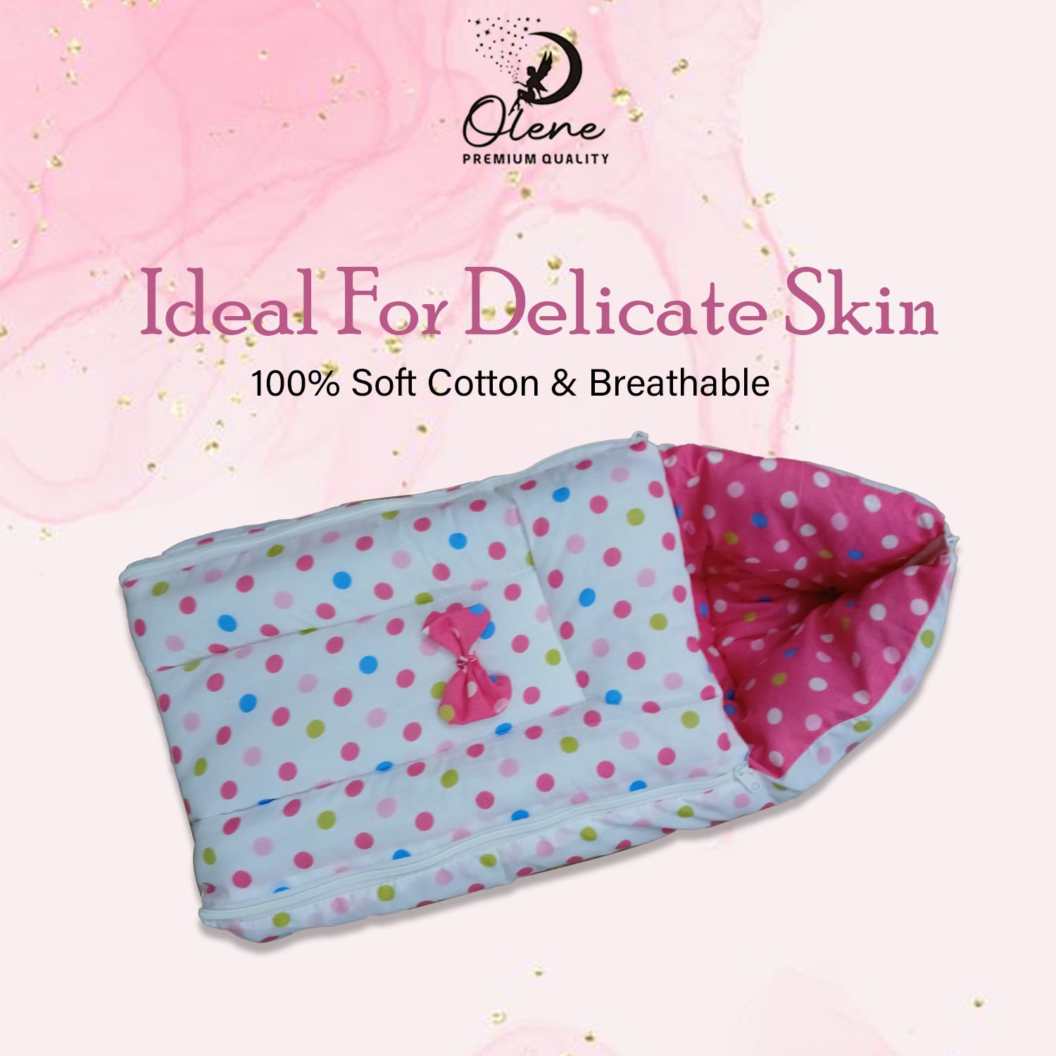 Dots Printed Baby Super soft Sleeping Bag 3in1 Cotton For New Born 6 Month Carry Sleeping Bag-image-38