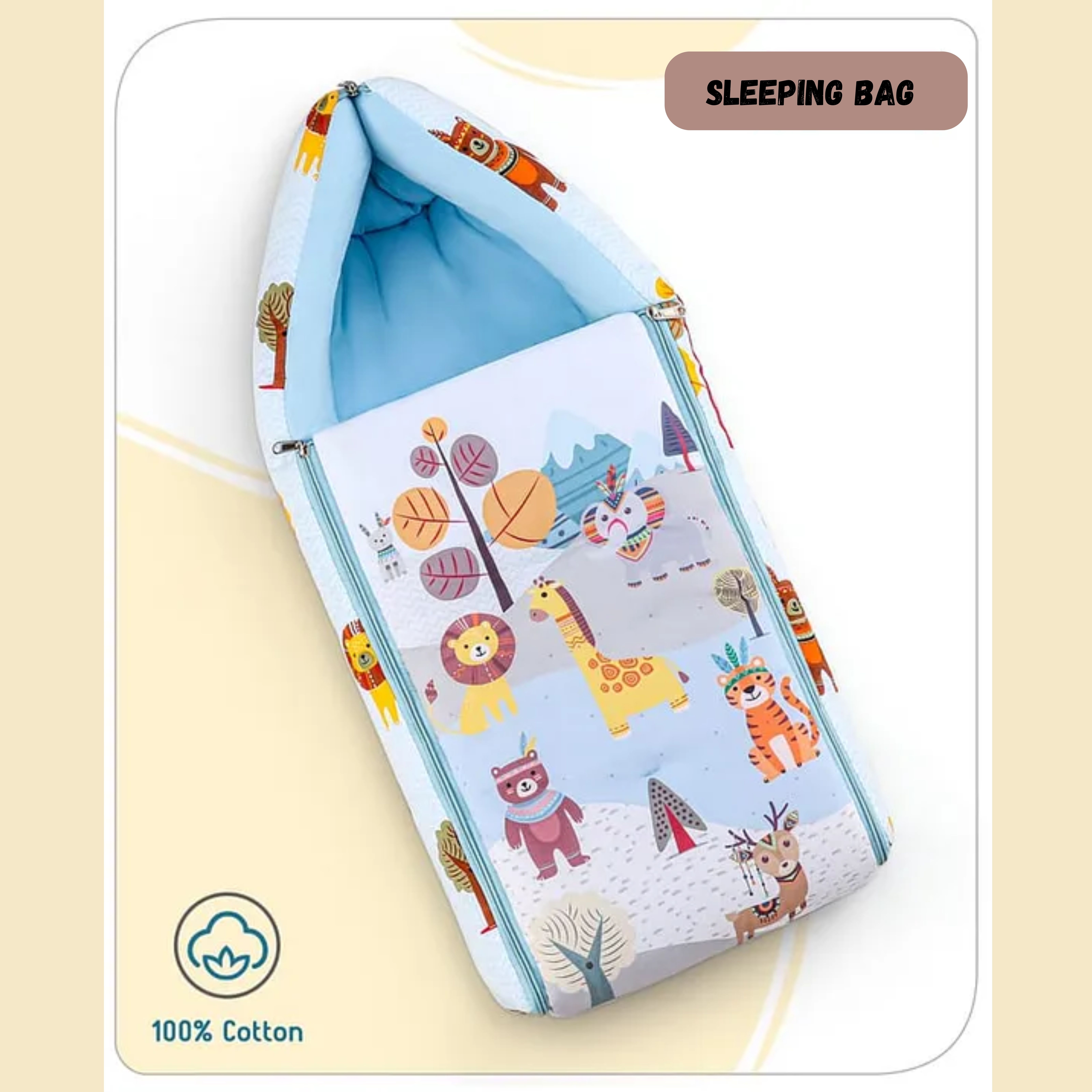 3 in 1 Baby Sleeping Bag and Carry Nest,Cotton for new born baby(BABY ANIMAL) Sleeping Bag-image-47