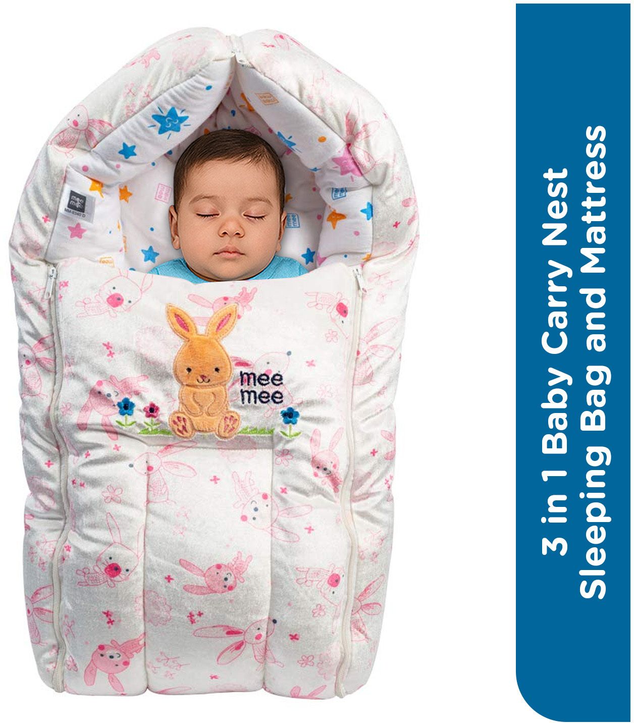 3 in 1 Baby Bed, Carry Nest Mattress, Soft Portable Bassinet for Newborn Infants Sleeping Bag-image-15