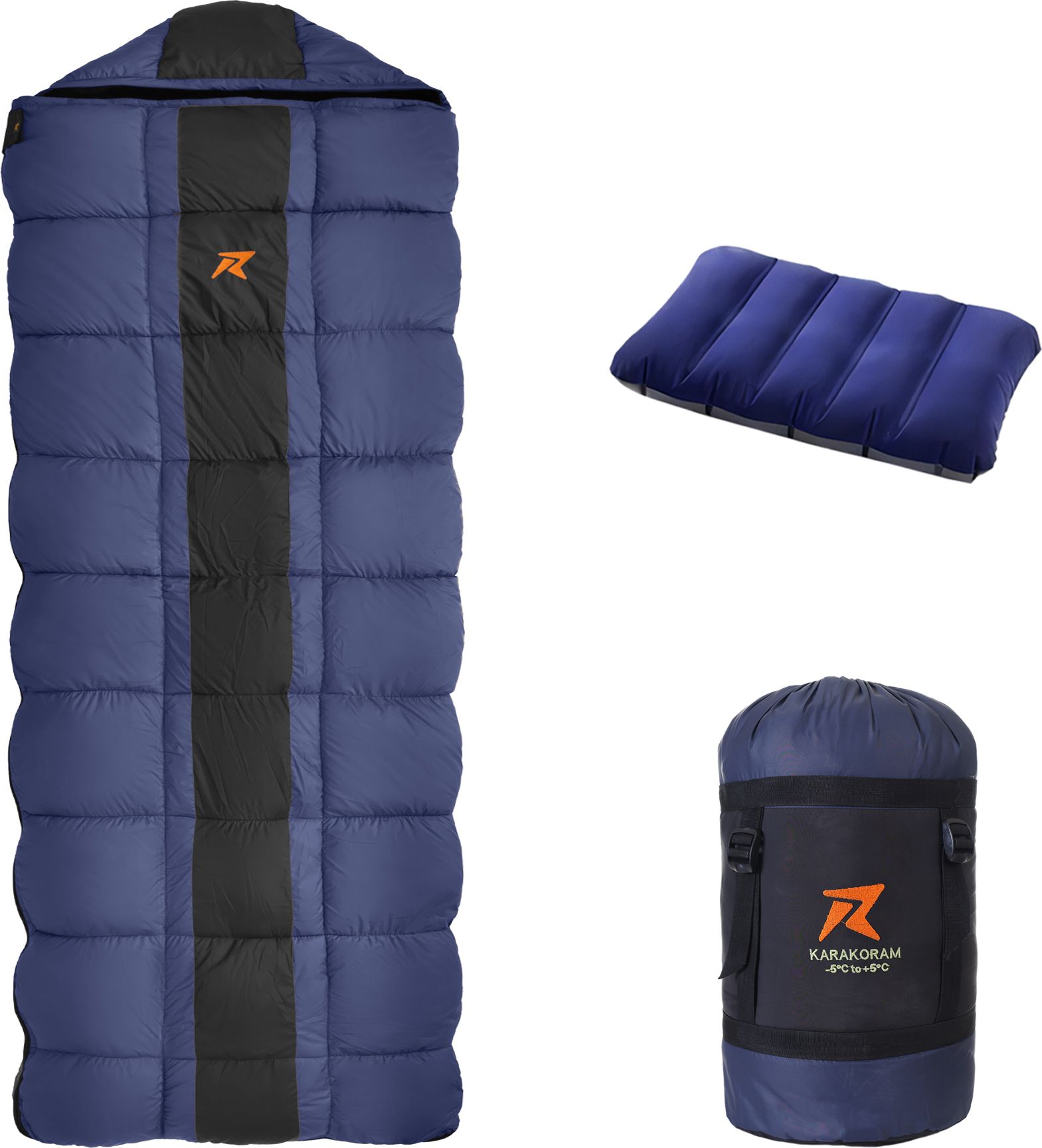 Karakoram Rectangular -5°C Sleep Bag Camping Hiking For Adults, Free Air Pillow Sleeping Bag