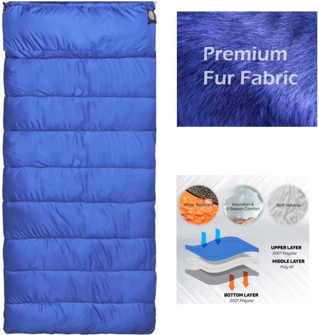 dbd mall 4 XL 100% AIR PROOF ULTRA LIGHT NYLON FEBRIC, CRAZY SOFT FUR 200cm X 82cm Sleeping Bag-picture-16
