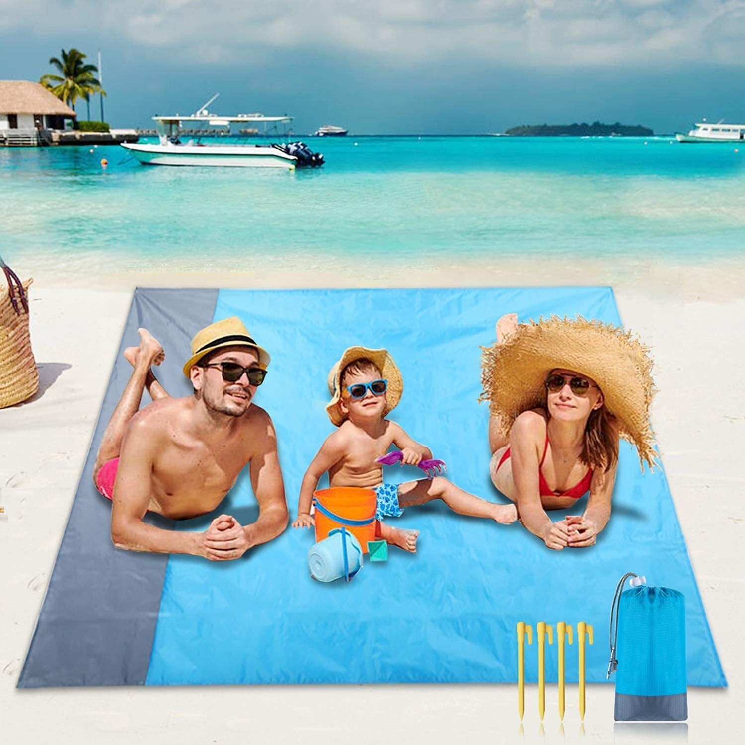 Polyester,Beach Mat Waterproof Sandproof For Adults sized 78'X82' Lightweight Sleeping Bag-image-11