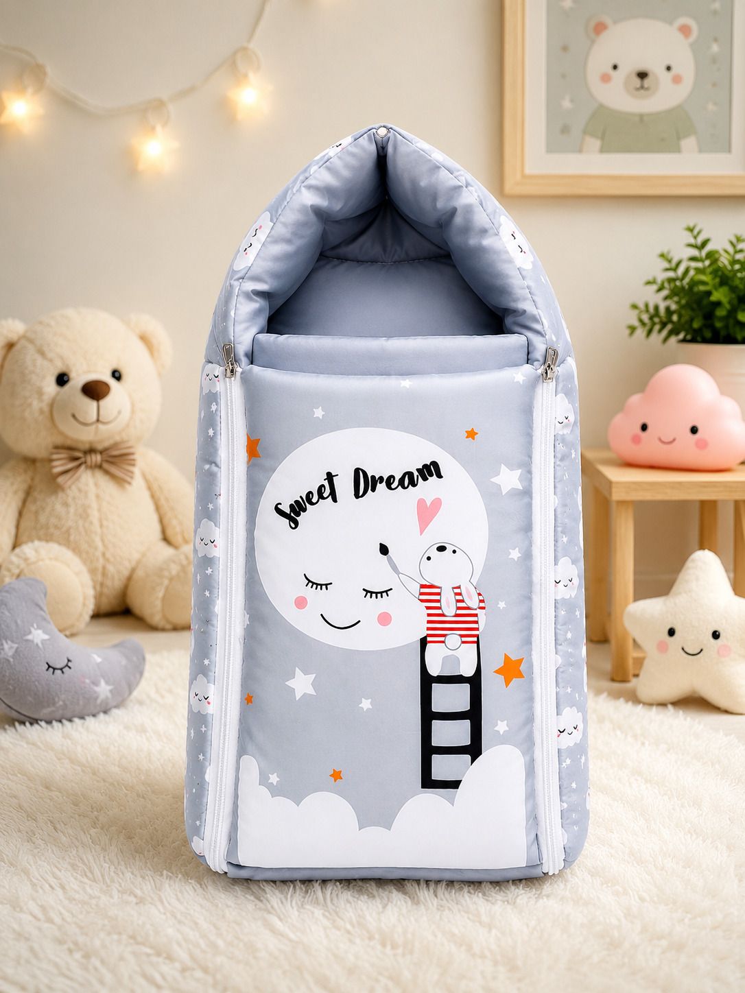 dnenterprise 3 in 1 Baby Sleeping Bag & Carry Nest, Cotton Bed Cum Infant Portable Bassinet Sleeping Bag-picture-0