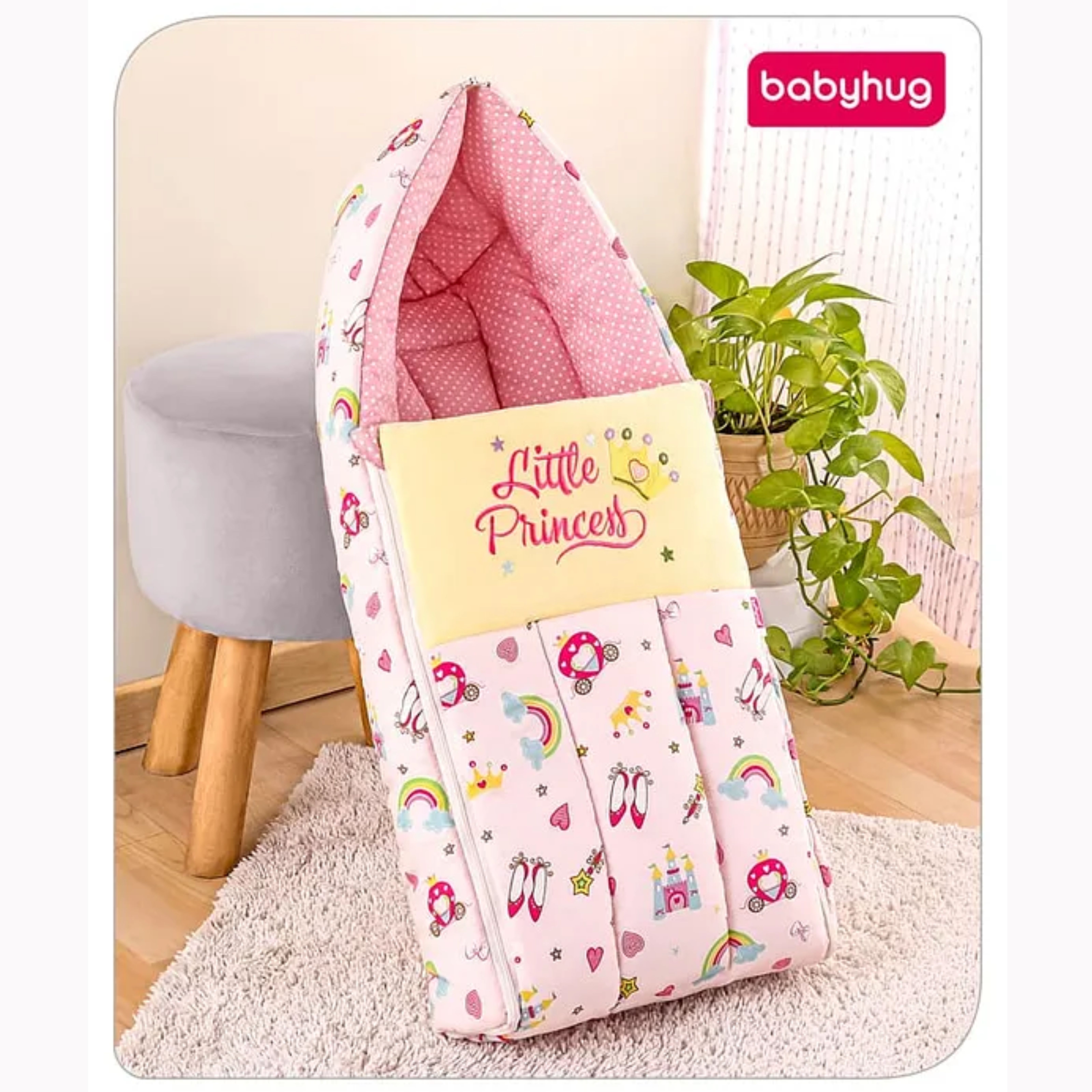 3 in 1 Baby Sleeping Bag and Carry Nest,Cotton for new born baby(LITTLE PRINCES) Sleeping Bag-image-48