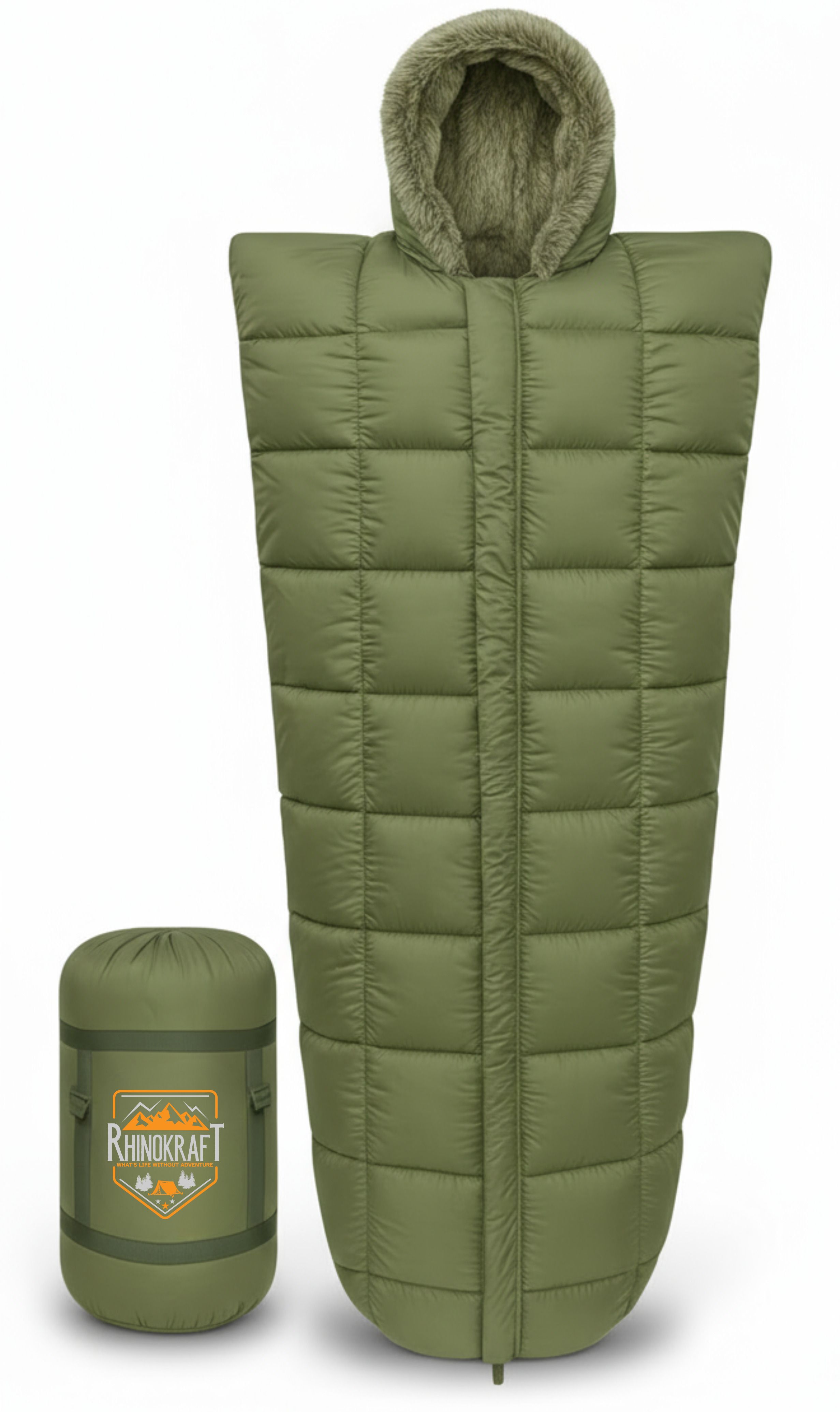rhinokraft Muumy Olive Detachable Fur 6.5 Ft | 3.2 Kg Sleeping Bag-picture-16