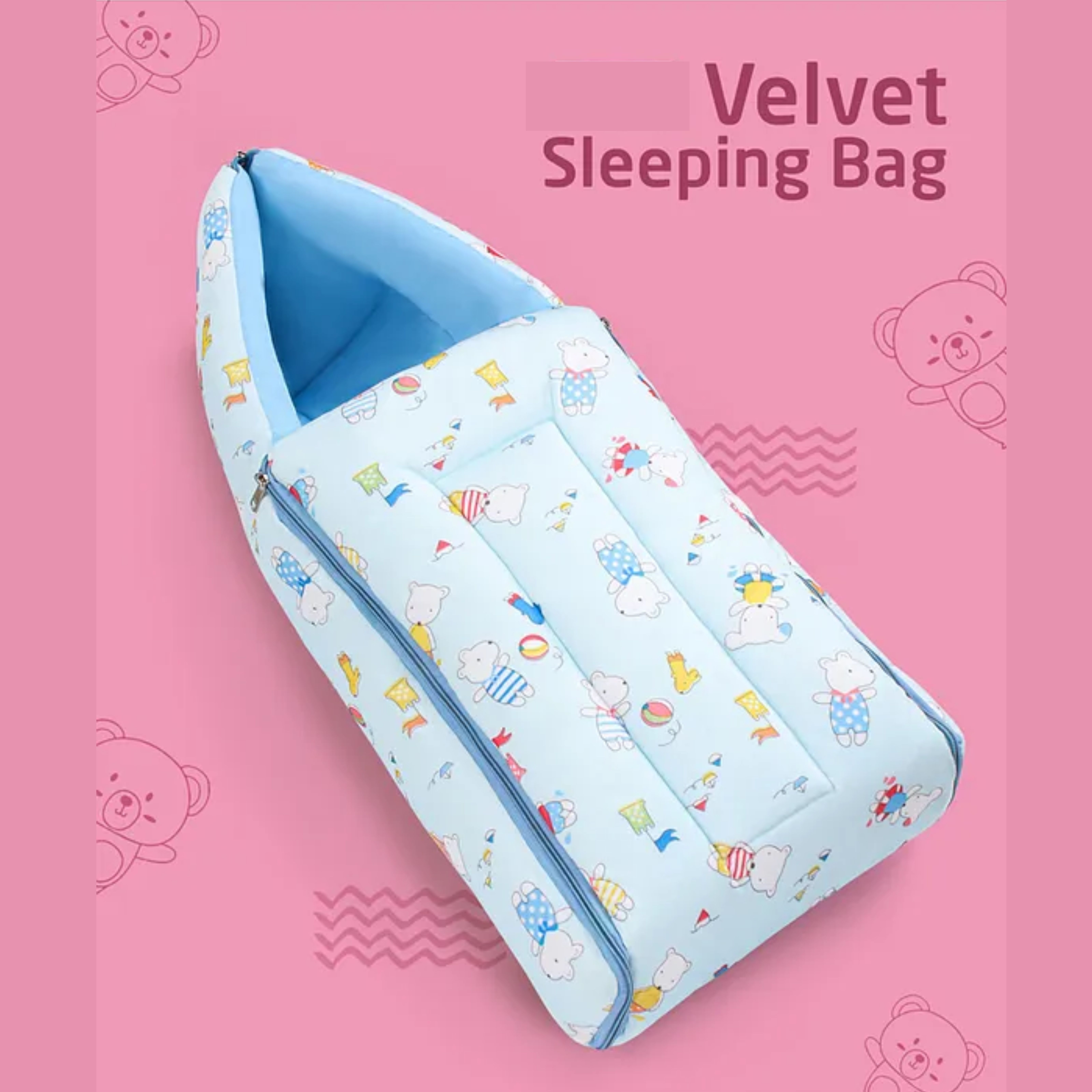 3 in 1 Baby Sleeping Bag and Carry Nest,Cotton for new born baby(BLUE HIPPO) Sleeping Bag-image-10