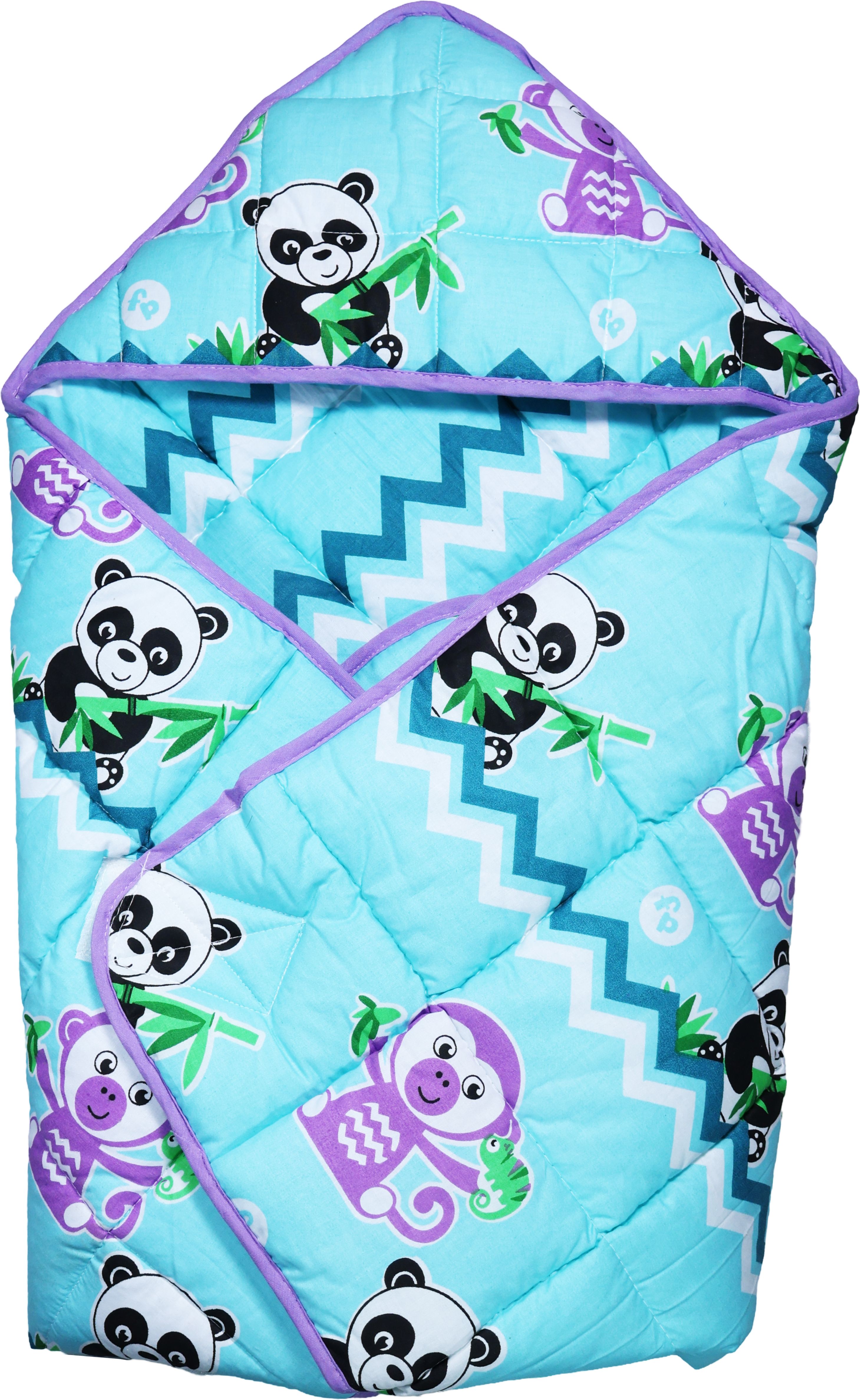 fisher-price Light Blue & Purple 100% Cotton Hooded Wrapper Cum Swaddle Sleeping Bag-picture-9