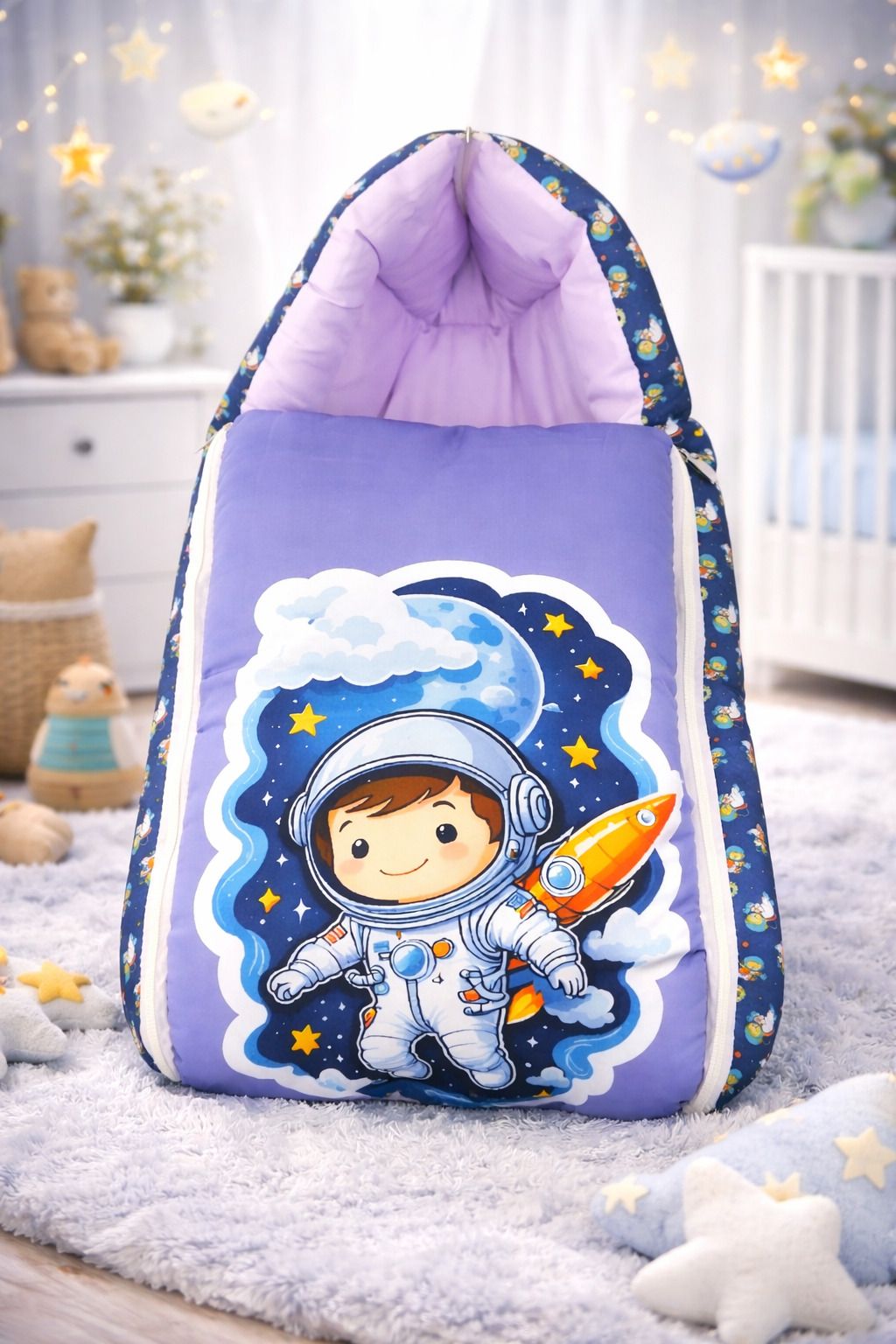 nazee Astronaut Printed Baby Sleeping Bag Cotton 3-in-1 Carry Nest - Mattress - Sleeping Bag-picture-13