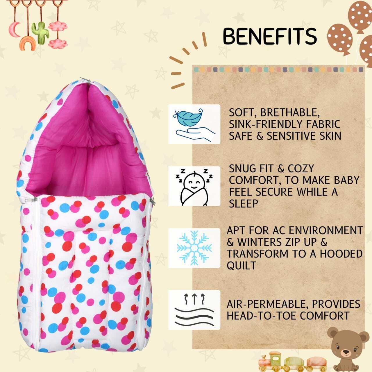 akxucart Baby Desire 3 in 1 Baby Bed, Baby Bedding for New Born & Carry Nest Cotton Sleeping Bag-picture-17