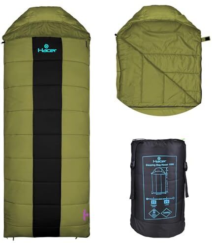 hacer Camping Bag 210T Polyester Lining Hiking Trekking for Adults 2°C to +5°C Sleeping Bag-picture-27
