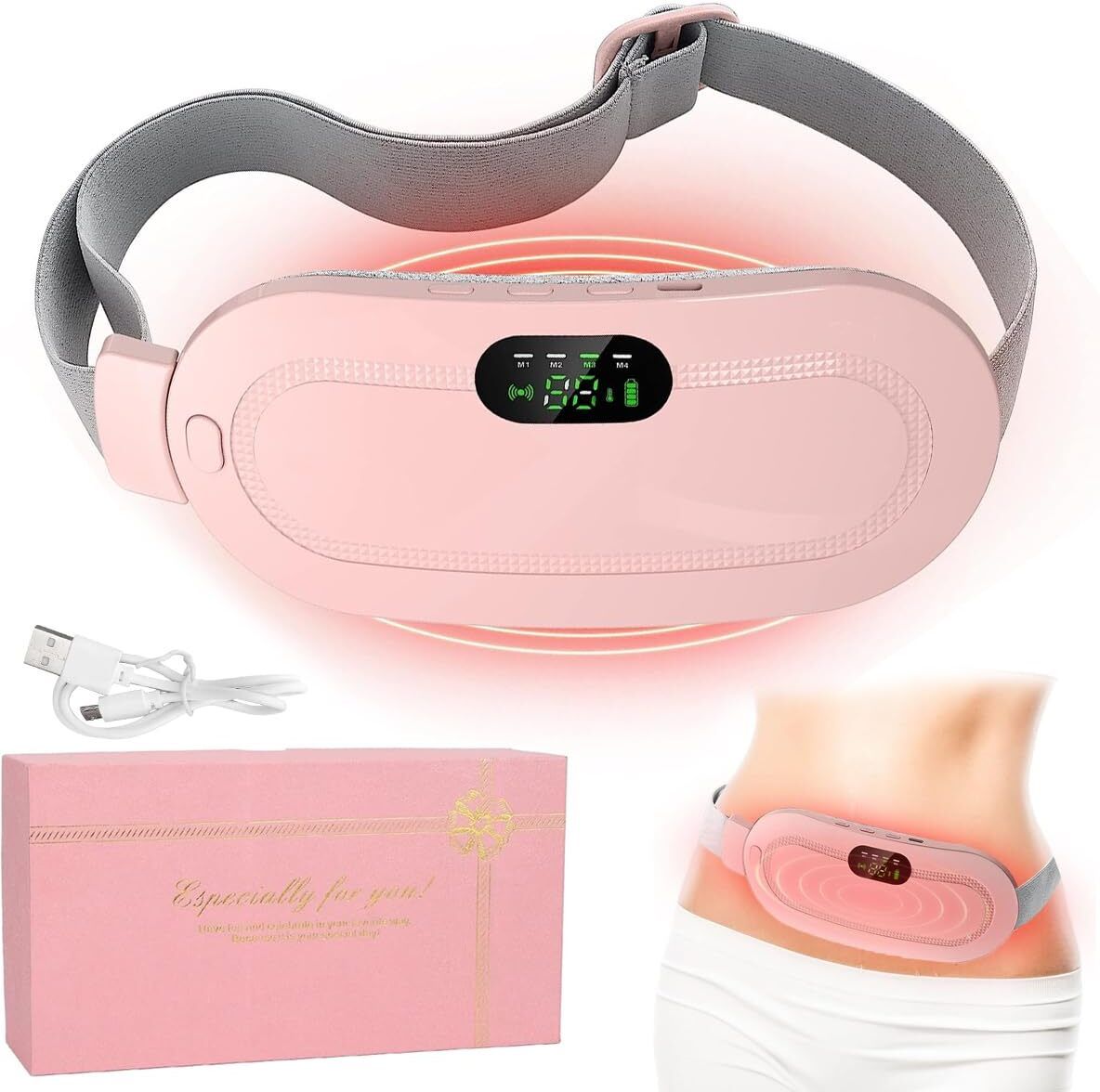 Zovilstore Electric Cordless Heating Pad for Period Pain, Cramp Relief, Back Pain in Period , Belly Warmer Heating Pad with 4 Heat Levels 4 Vibration Modes Massager-image-29
