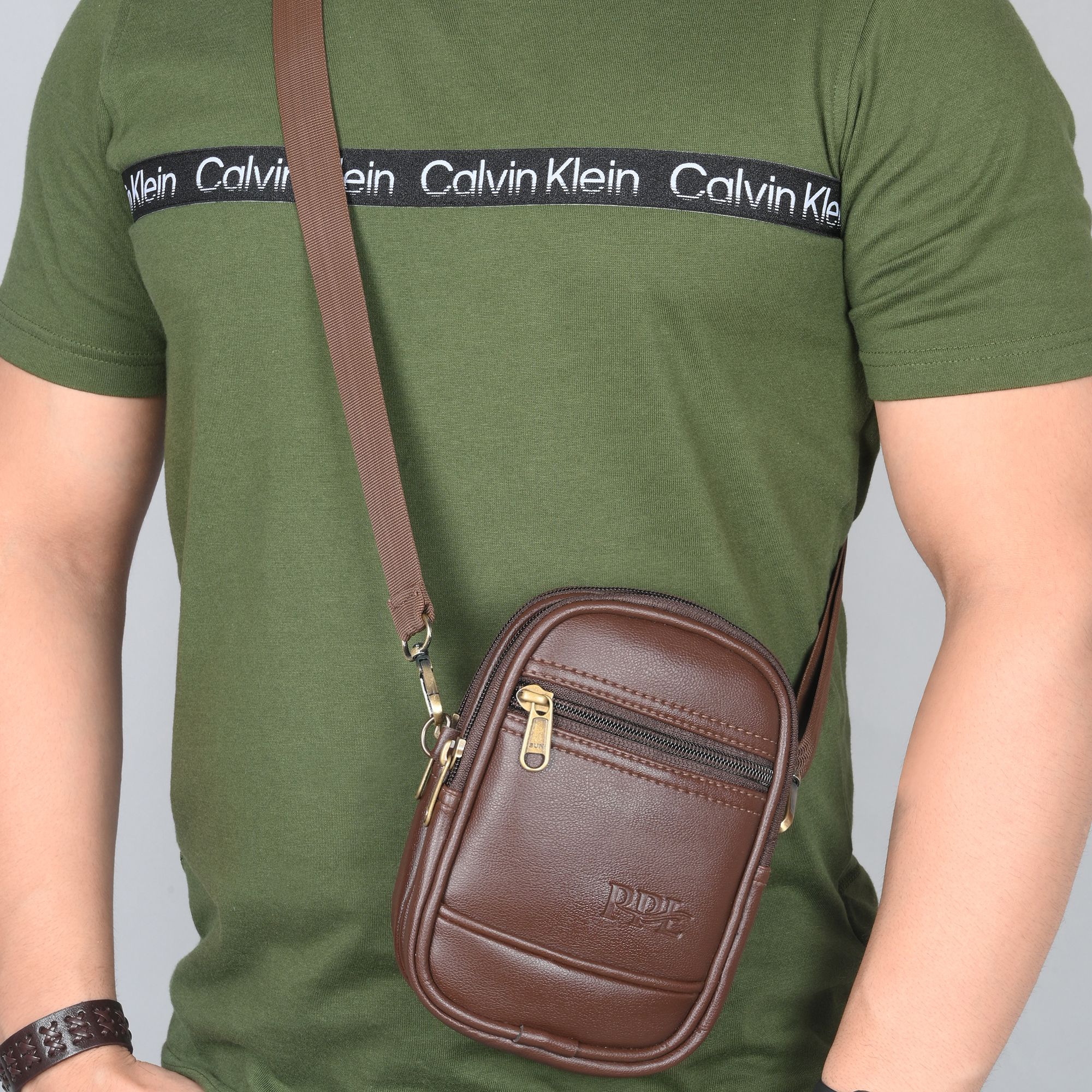 Brown Men Sling Bag Stylish Leather Sling Bag For Men Travel Mobile Side Crossbody Gift For Men-image-42