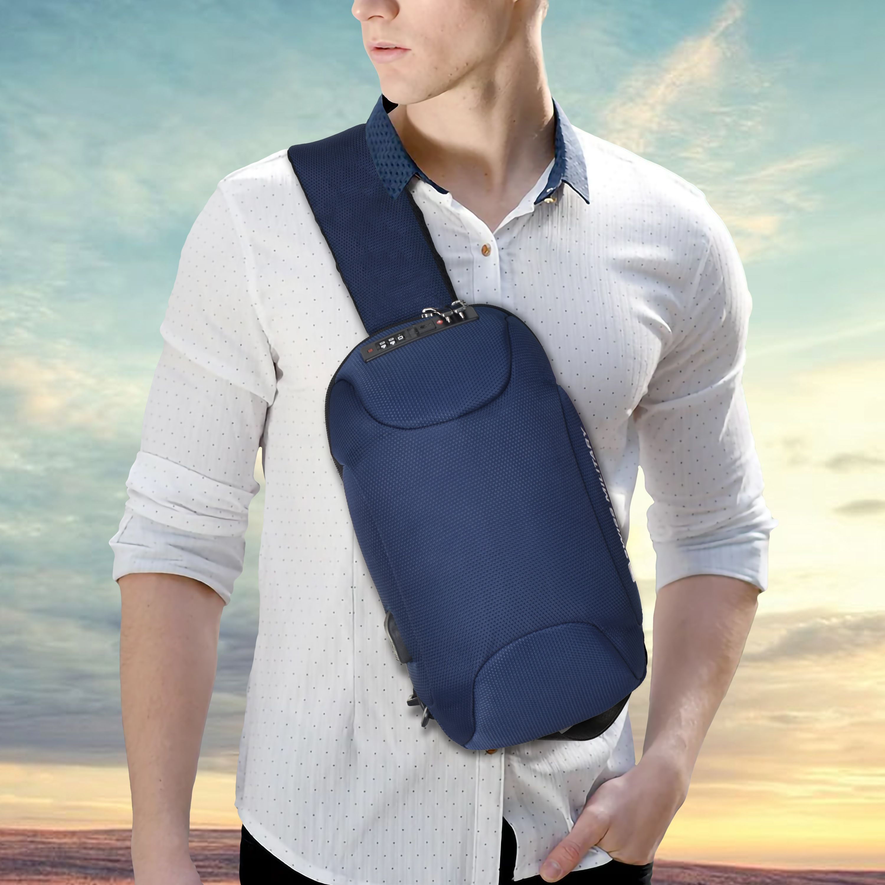 swiss military Blue Men & Women Shoulder Bag Beast Shoulder Bag with Number Lock and USB Charging Point-picture-19