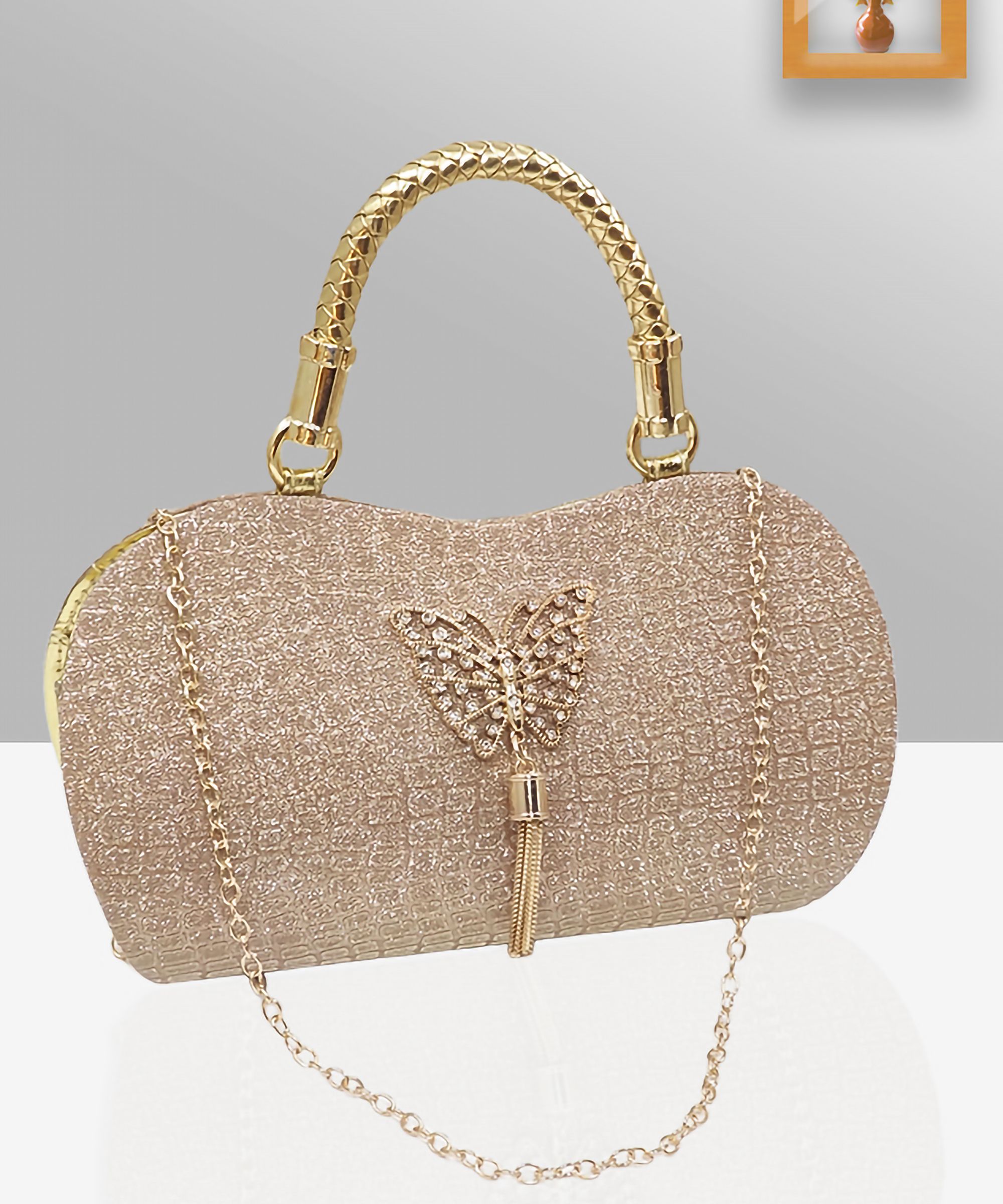 Gold Women Sling Bag Gold Party Wear Clutch / Sling Bag for Girls / Women - Small Size