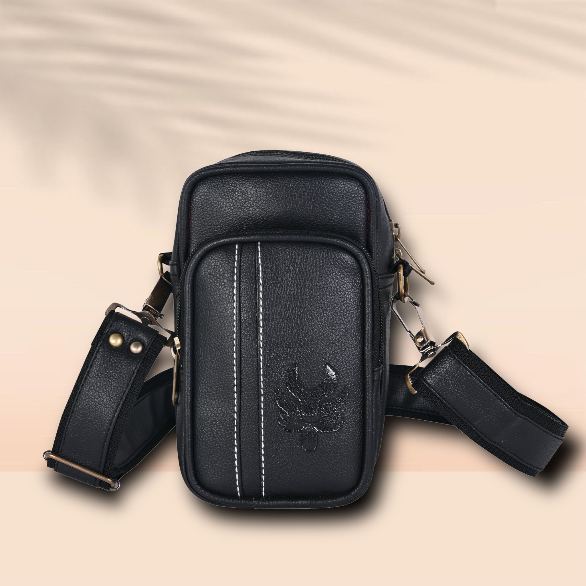 Black Men Sling Bag Stylish Mobile SMALL Leather Sling Bag for Men Women |-image-29