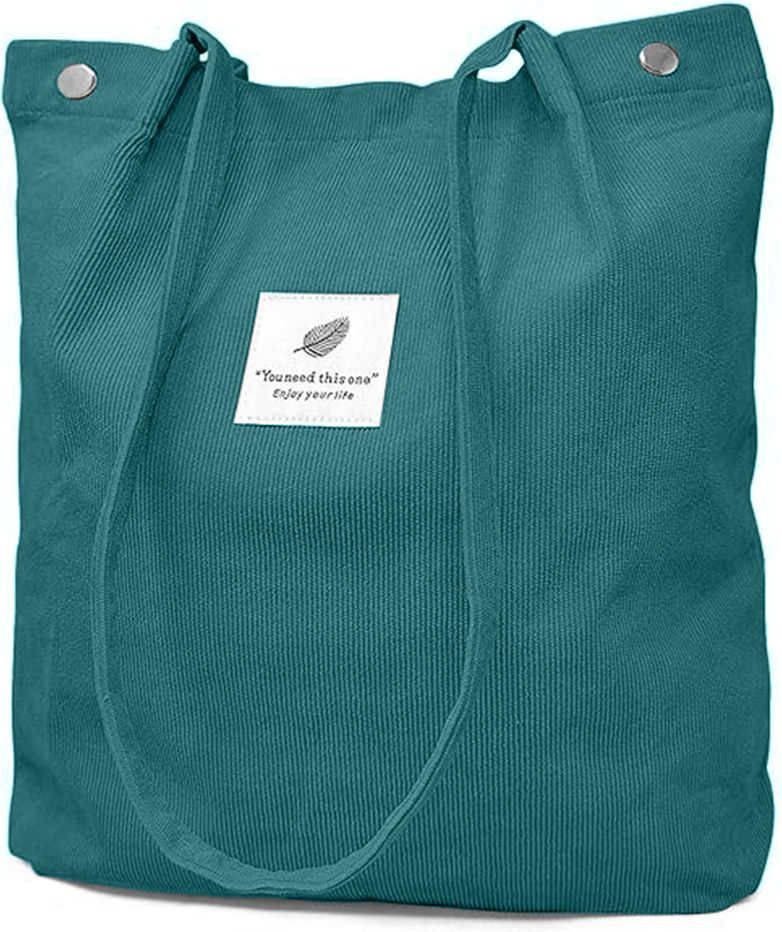 Green Women Tote Women Corduroy Shoulder Tote Bag for Work Beach Travel and Shopping Grocery-image-17