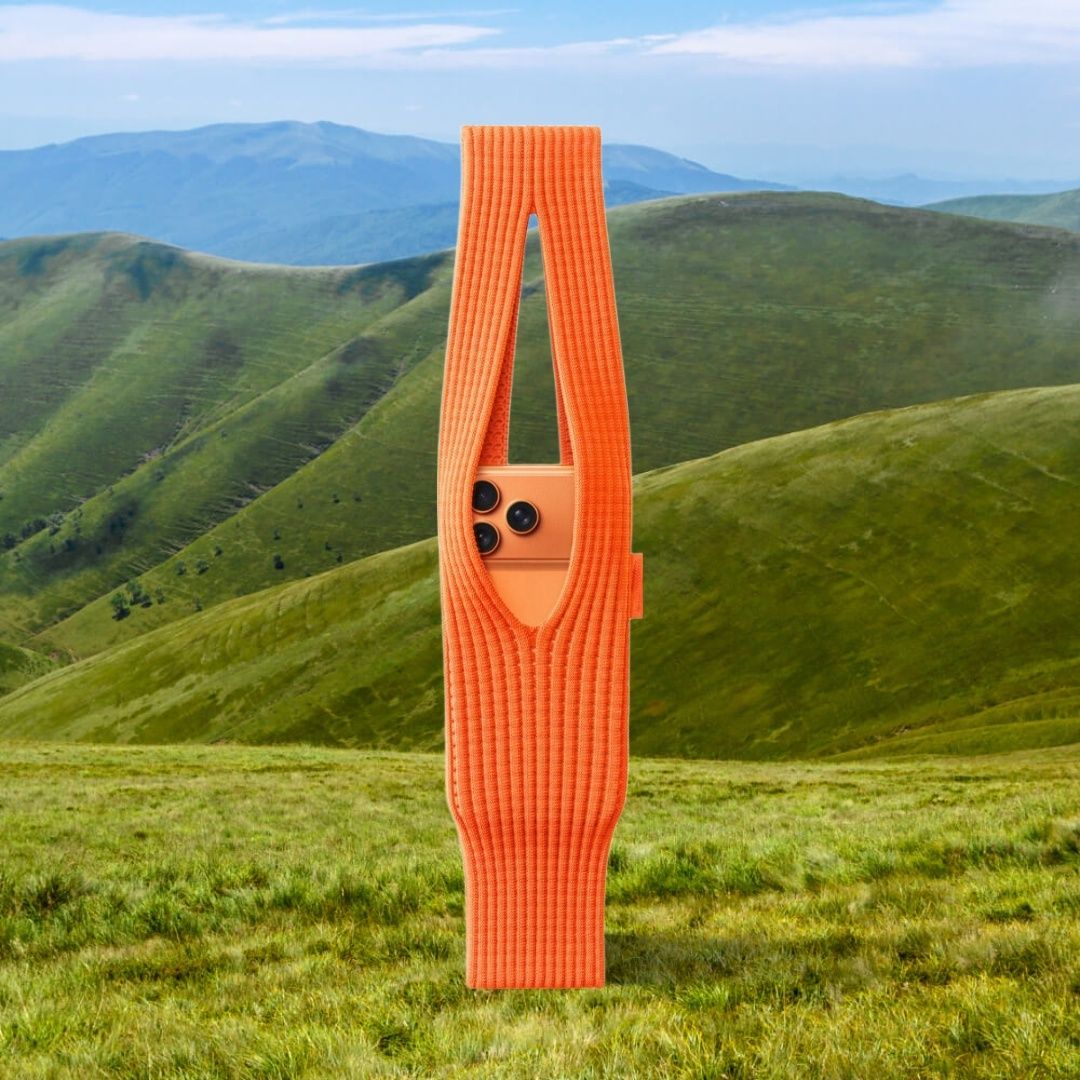 Orange Men & Women Sling Bag Mobile Phone Pocket 3D Knitted Scarf Phone Holder Sleeve, Unisex,Size (40cm) S22-image-36