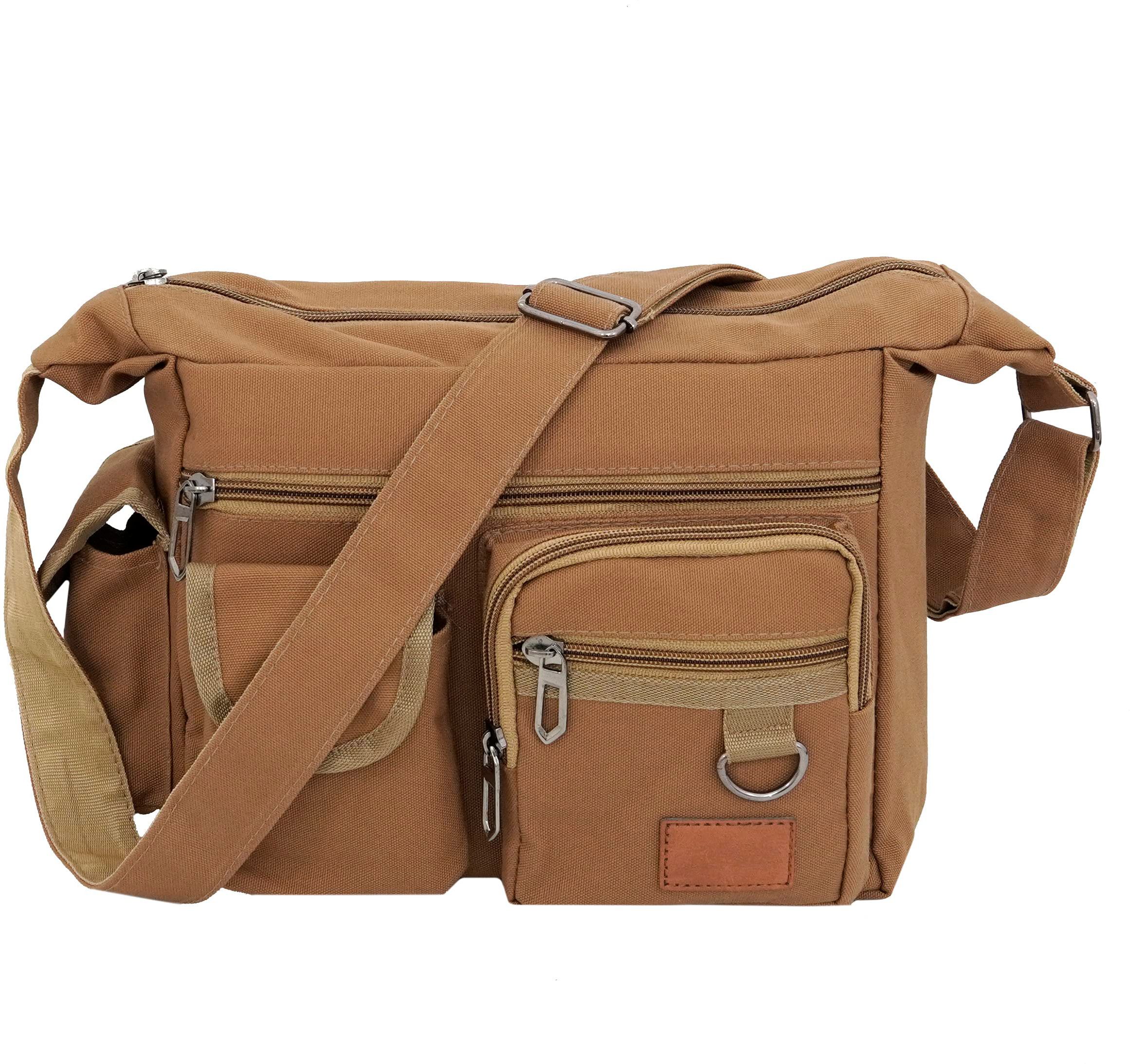 Brown Men & Women Sling Bag Canvas Messenger Slings Bag For Men Women-image-8