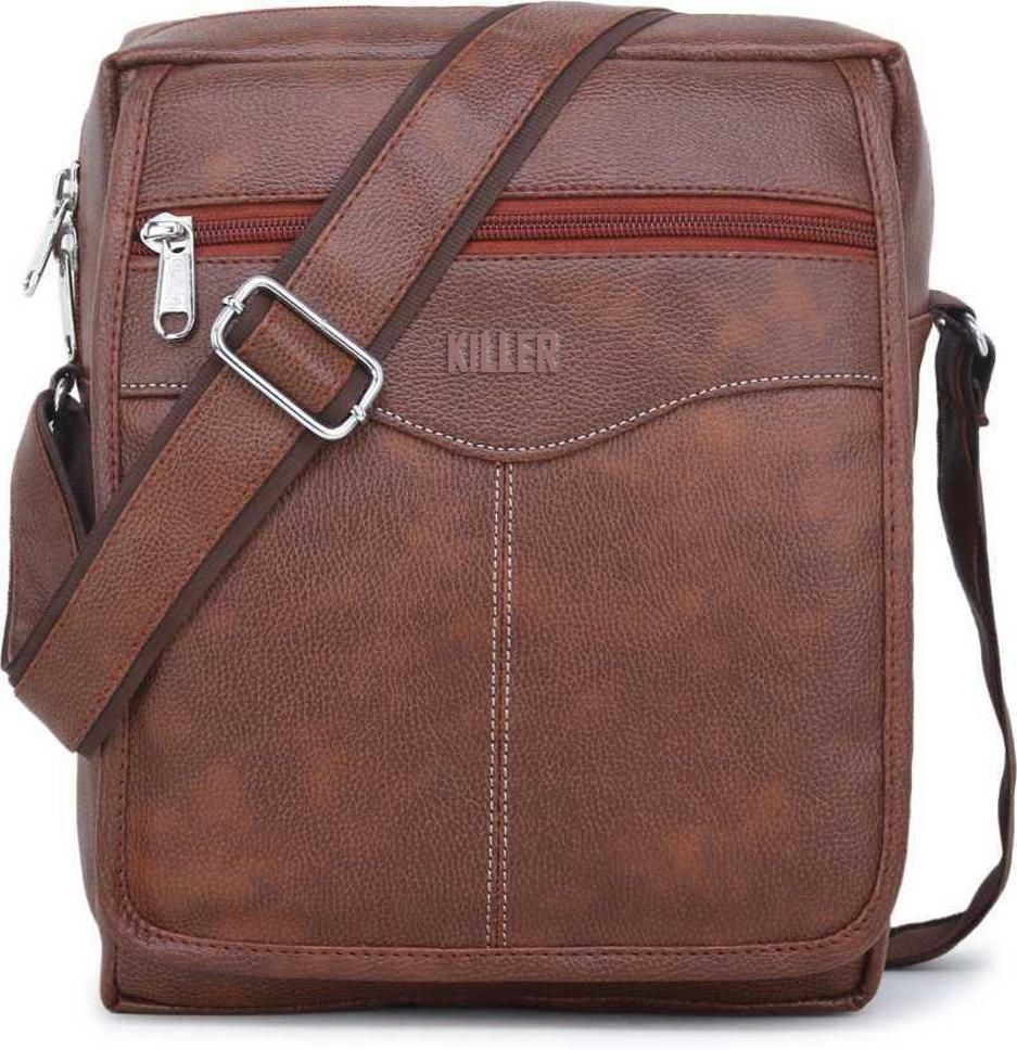 Tan Men Sling Bag PU Leather Men's Sling Bag, Cross Body Bag, Side Bag-image-29