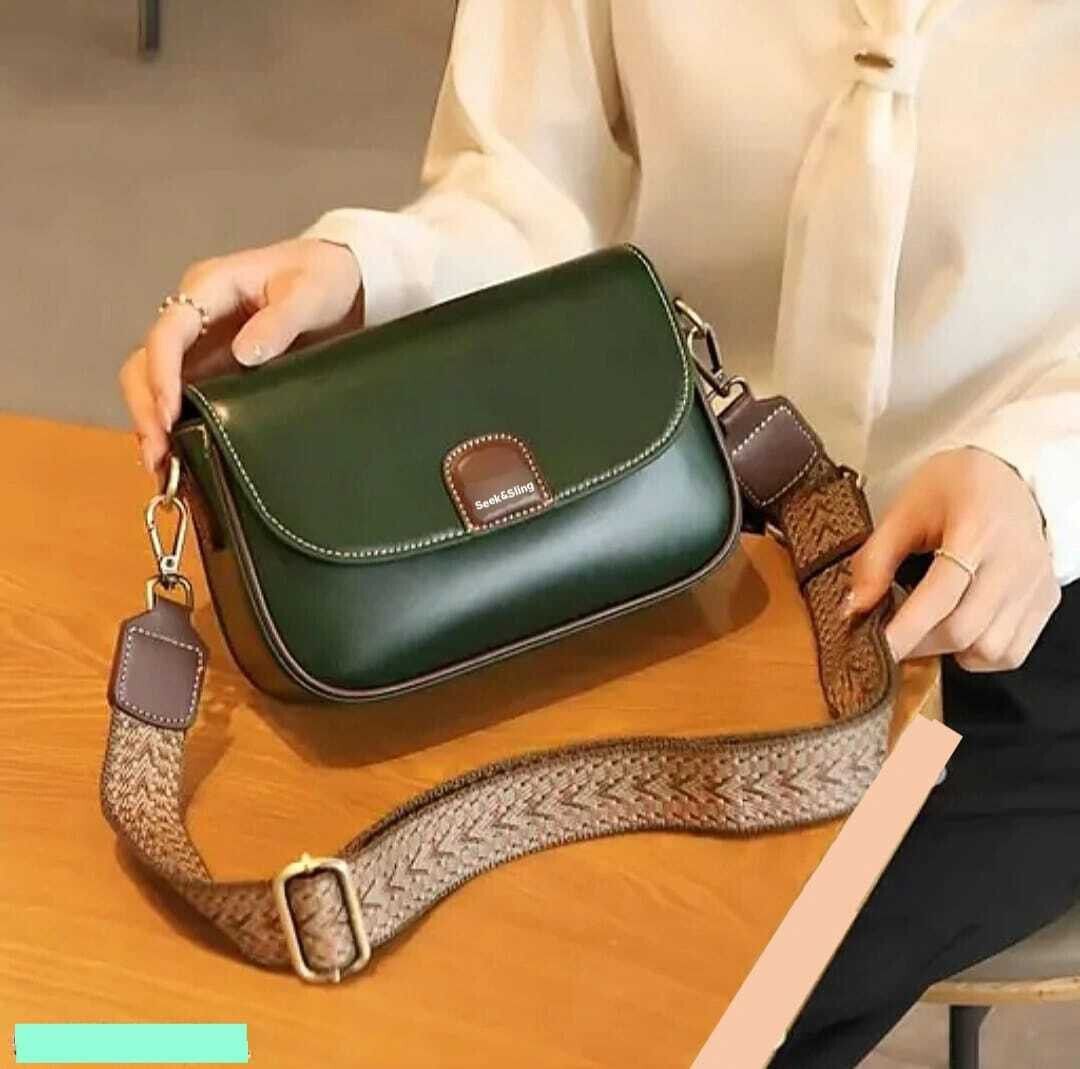 seekandsling Green Women Sling Bag women's Wide strap sling bag Girls Shoulder bag-picture-21