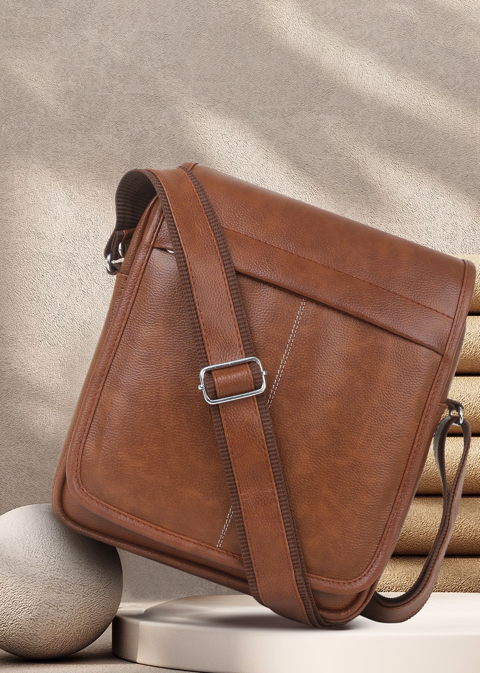 Tan Men Sling Bag - Medium Prime-image-0