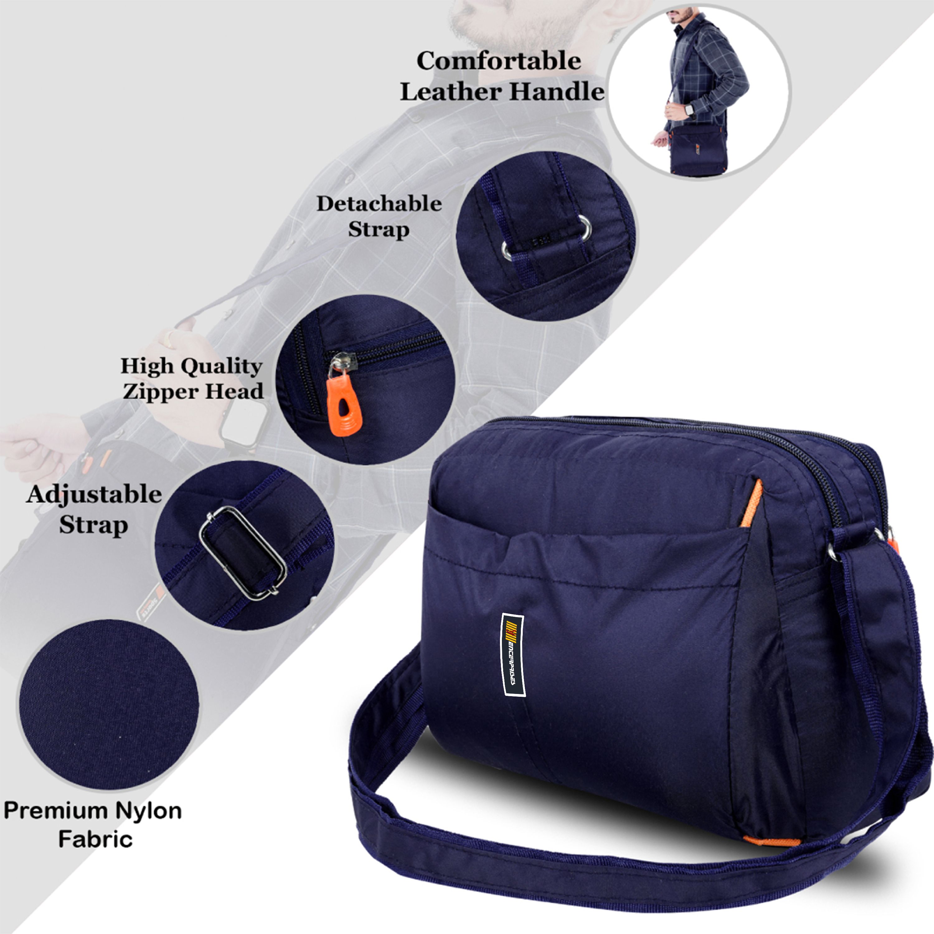 Blue Men Sling Bag Bag Cross body Men’s Sling Messenger Bag for Travel / Office / Business / Cash-image-40