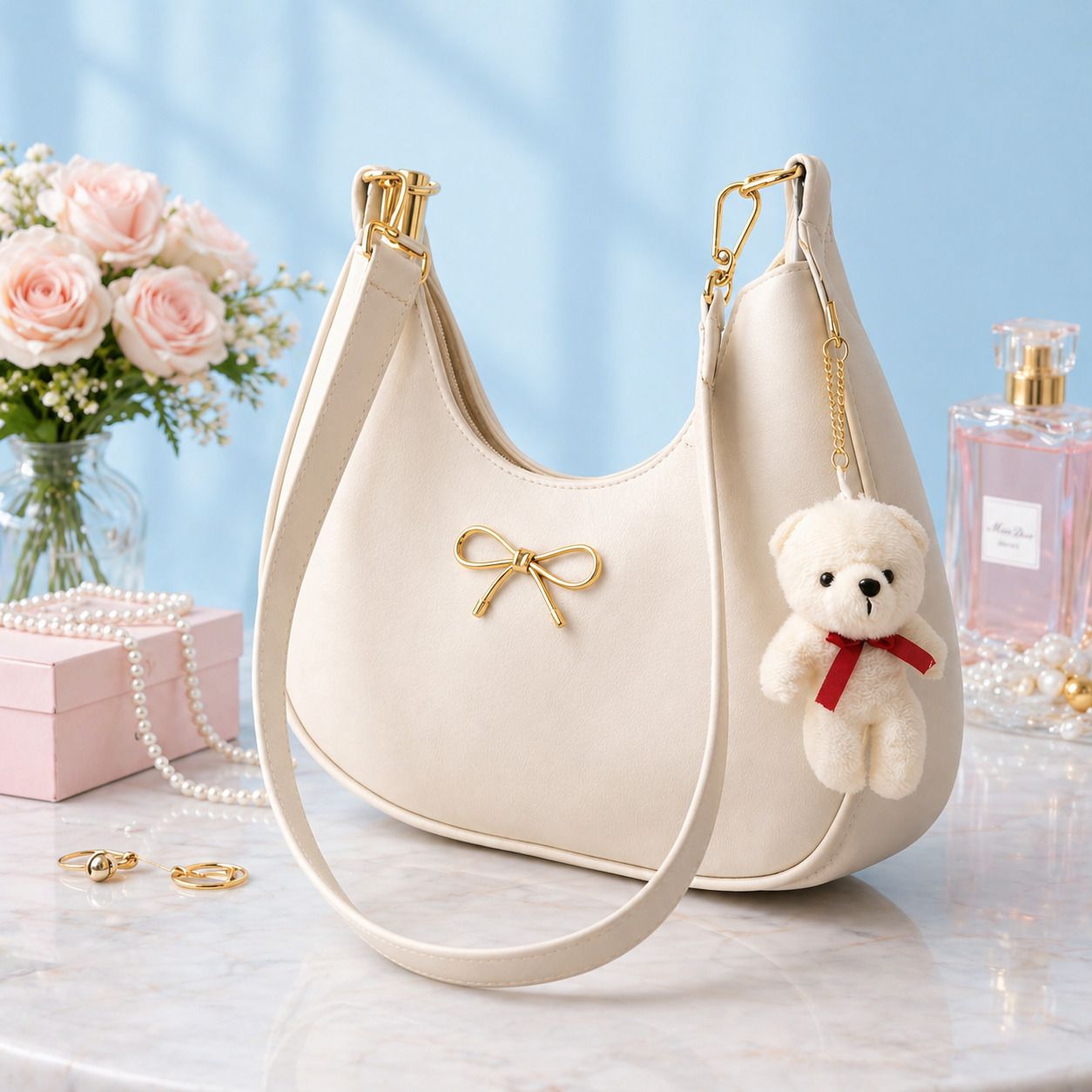 Beige Women Sling Bag Sling bag for women fancy white ladies purse-image-44