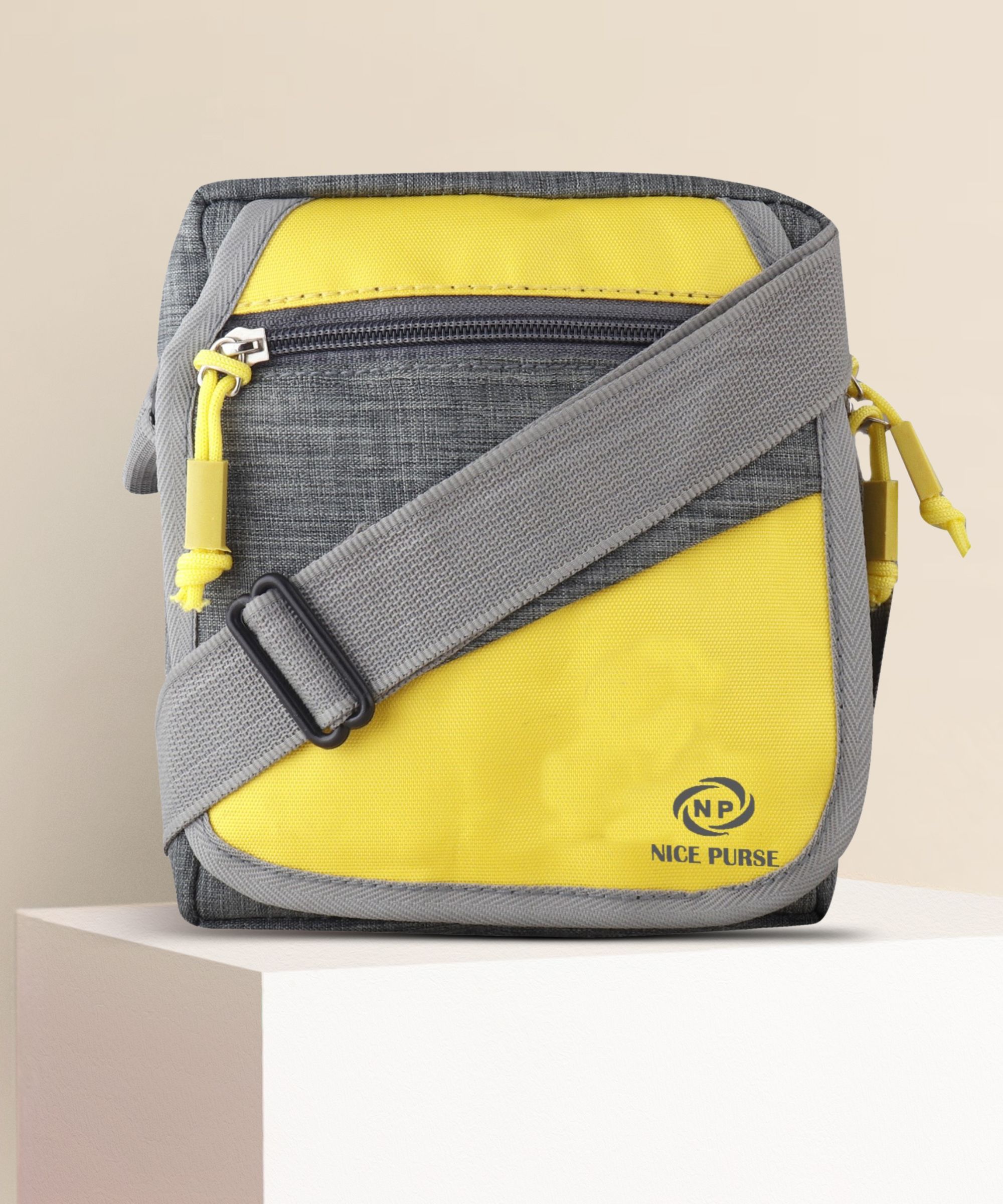 Grey, Yellow Men & Women Sling Bag - Medium greyyellowslingbag-image-10