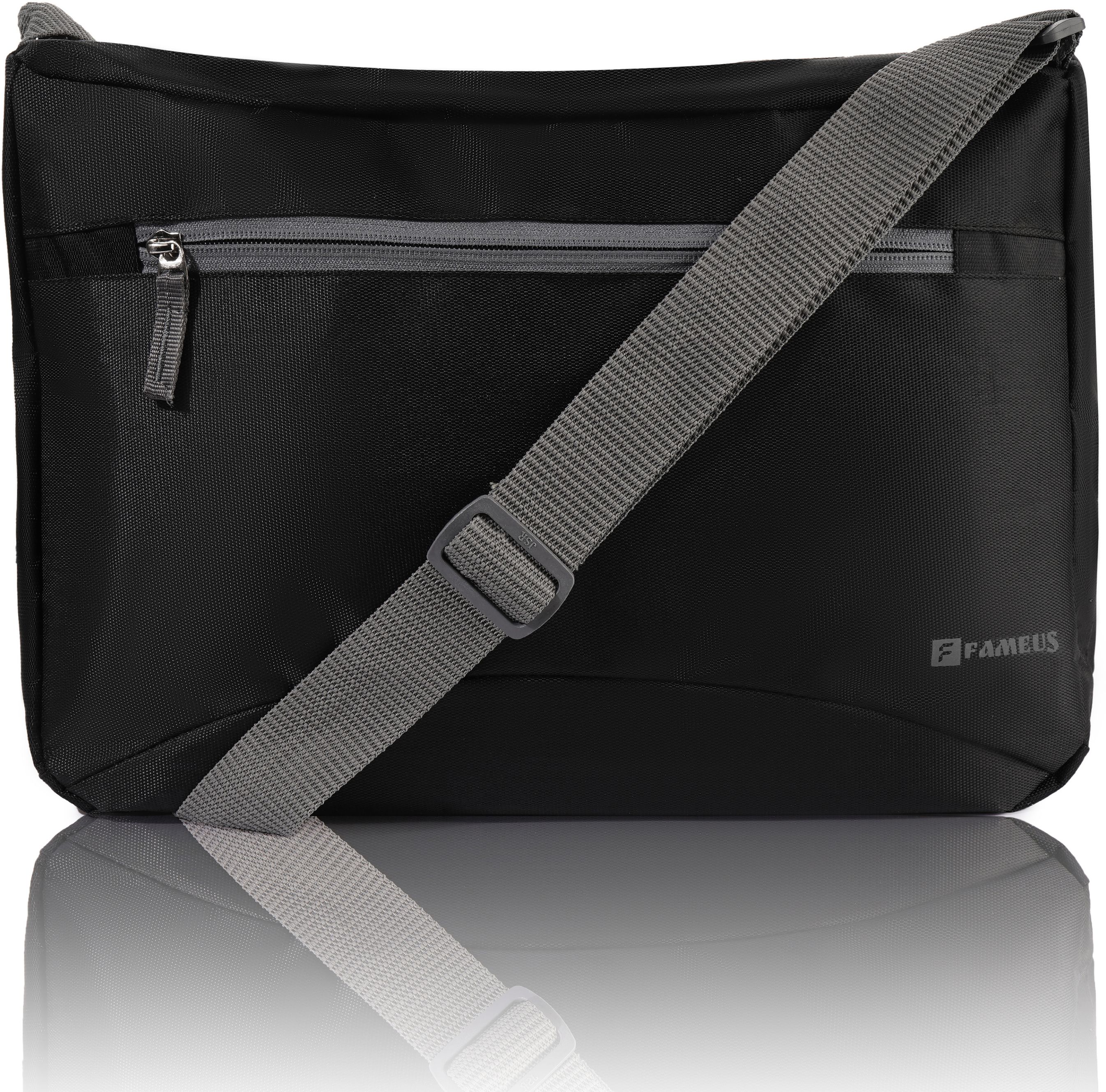 Black Men Messenger Bag Stylish Light Weight Unisex Laptop Bag -Travel/Office/Business/College-image-42