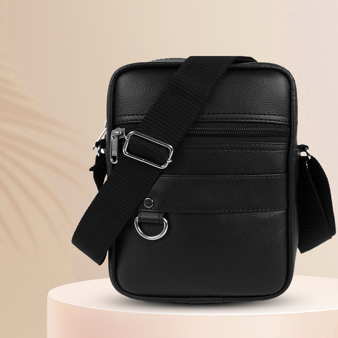 zipcraze Black Men Sling Bag Mini Cube Sling Bag for Men Cross body Mobile Side Bags Travel Chest Bags-picture-31