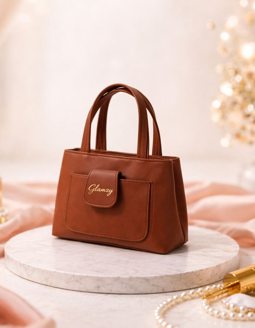 glamzy Tan Women Hand-held Bag Mini Brown Handbag | Stylish Compact Purse for Women-picture-34
