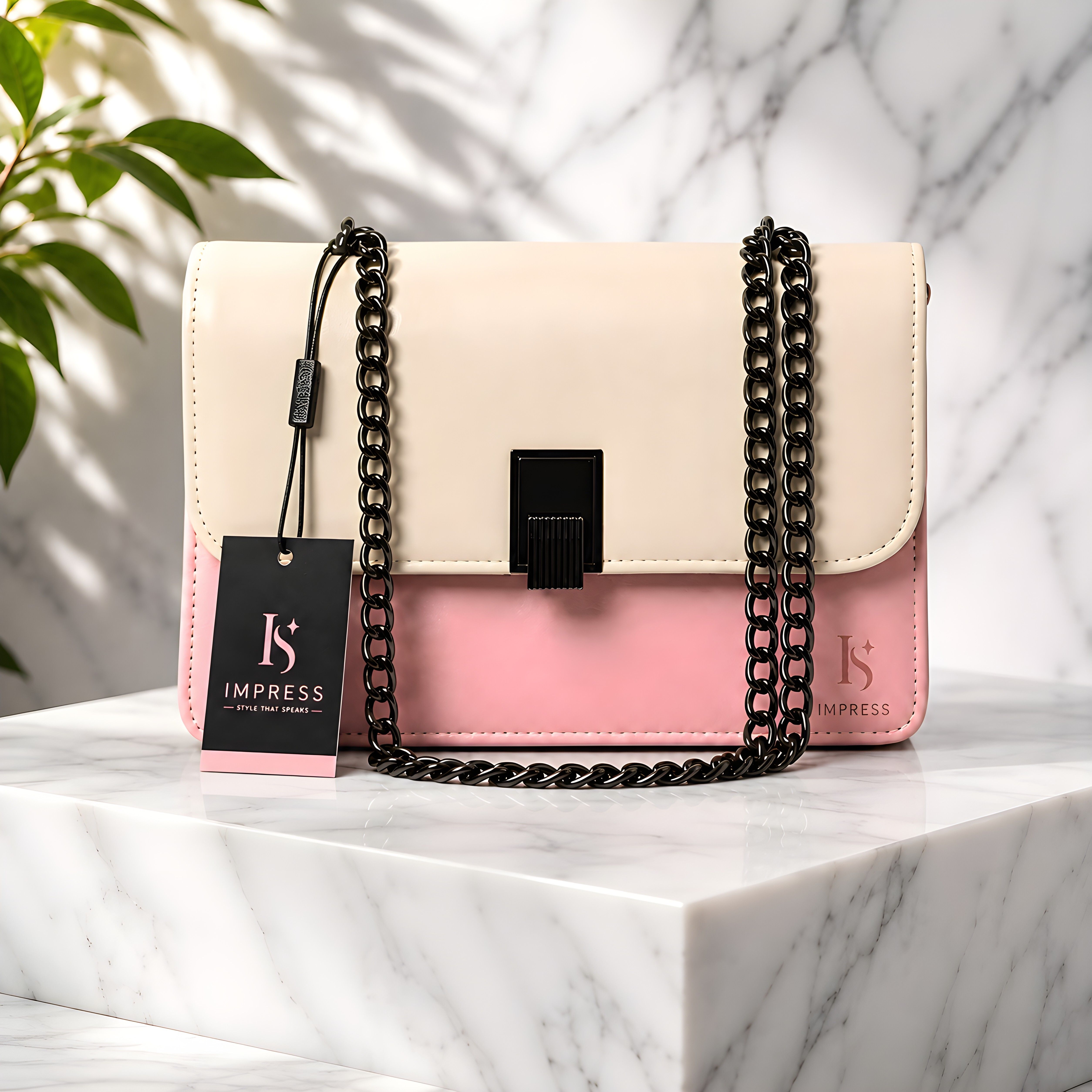 Beige, Pink Women Sling Bag Women's Premium PU Leather Sling Bag with Chain Strap|Stylish Crossbody Handbag-image-5