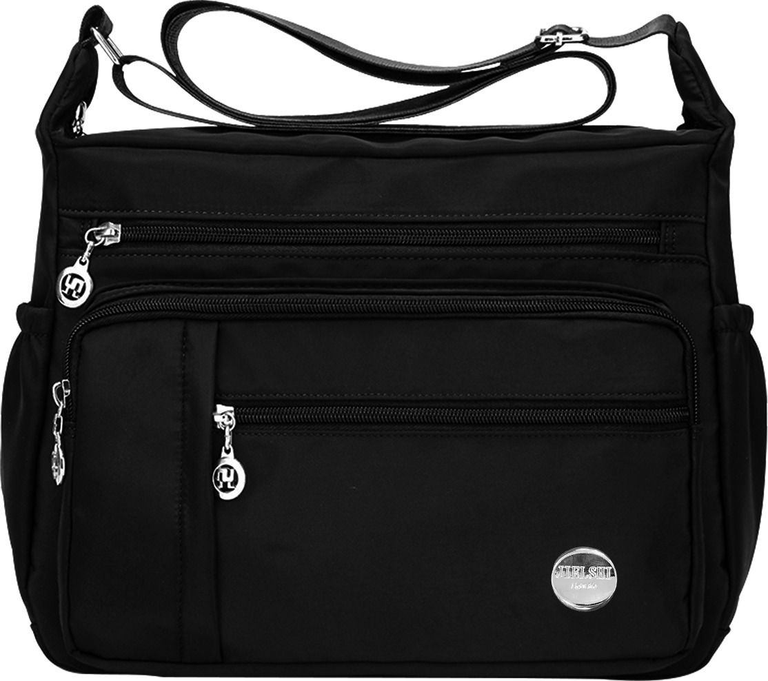 elephantboat Black Men & Women Shoulder Bag Women Shoulder Bag Crossbody Bag Nylon Waterproof Bag Multi-pocket Women-picture-10