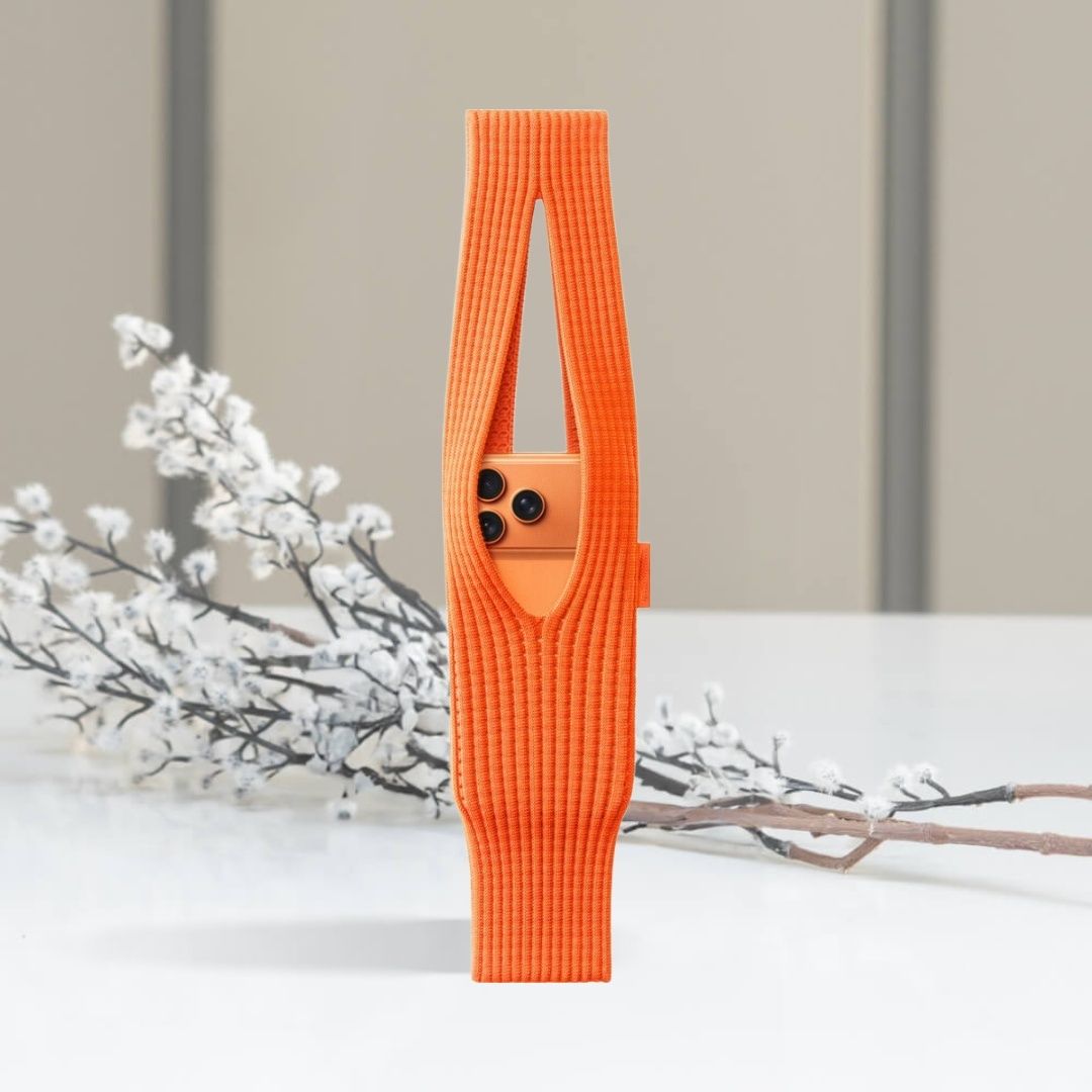 Orange Men & Women Sling Bag Mobile Phone Pocket 3D Knitted Scarf Phone Holder Sleeve, Unisex,Size (40cm) S12-image-45
