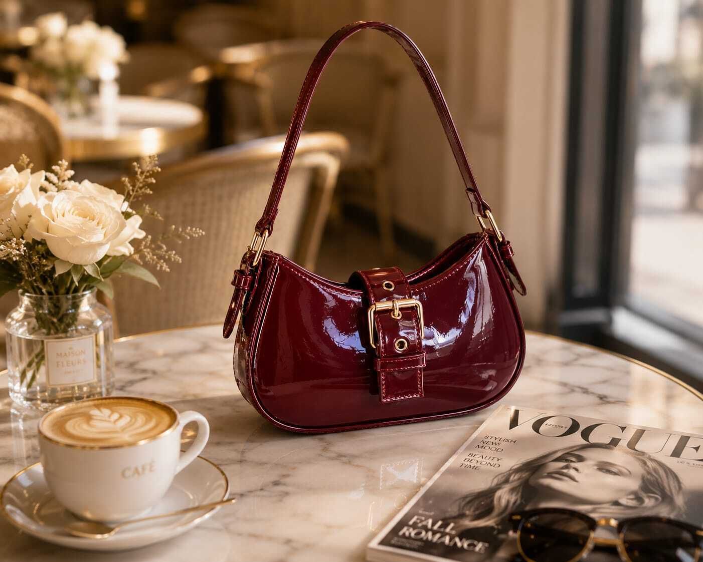 Maroon Women Shoulder Bag Elite Maroon Purse-image-19